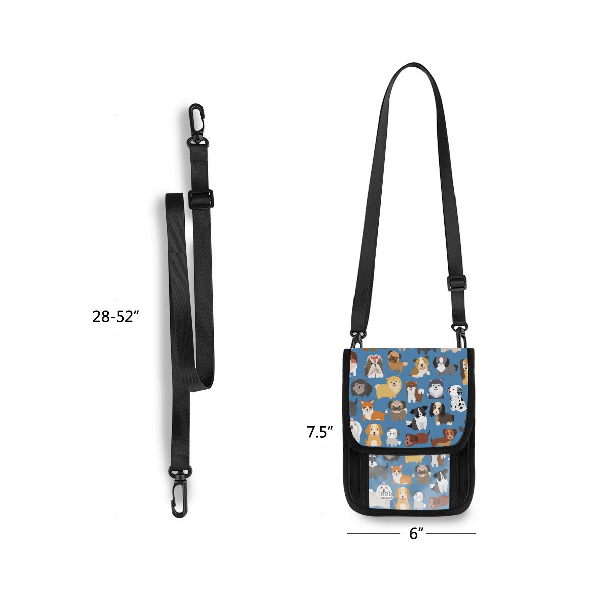 ALAZA Cute Small Crossbody Wallet Purse for Dogs & Puppies - RFID Blocking Phone Bag with Credit Card Slots & Passport Holder | Perfect for Travel, Shopping & Daily Use