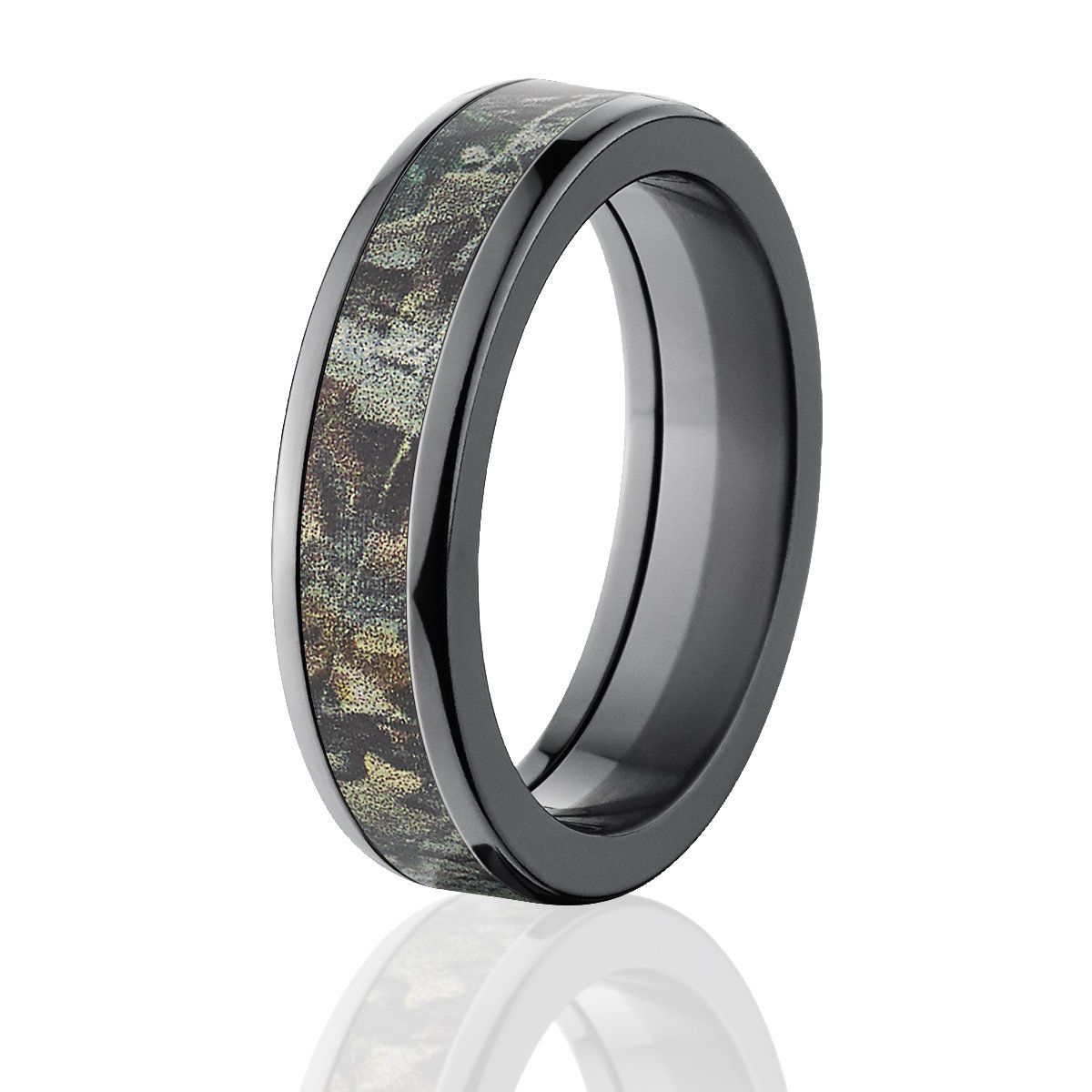 RealTree Timber Camo Black Zirconium Wedding Band Ring for Men - Durable Hunting & Outdoor Lifestyle Jewelry for Camping, Hiking & Adventure Enthusiasts