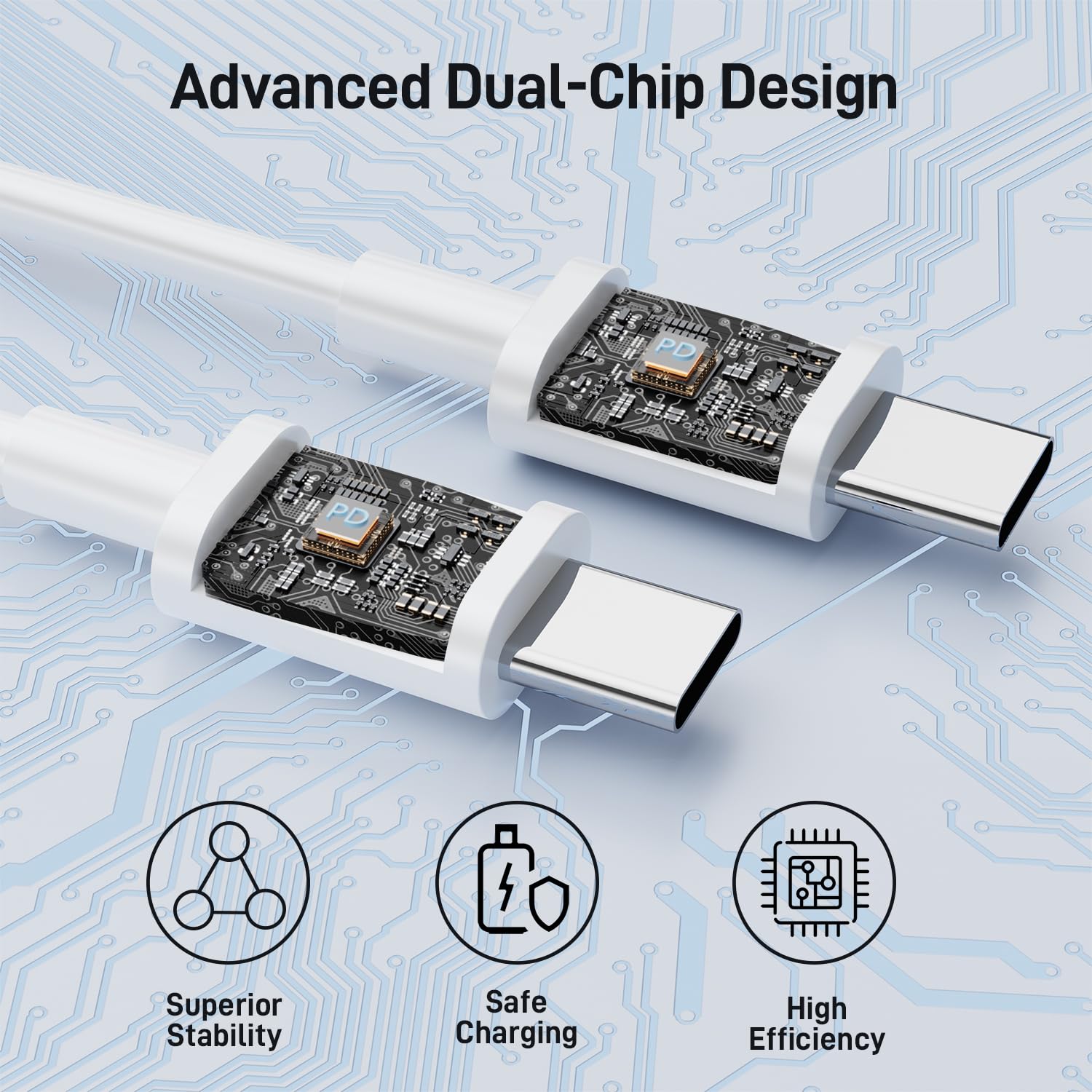 3-Pack 3.3FT USB C to USB C Cable 60W Fast Charging - Compatible with iPhone 16/15 Pro Max, Samsung S23+/S22/S21 Ultra, Pixel 8, iPad Air 4/Pro 2021, MacBook - Perfect for Home, Office & Travel Charging