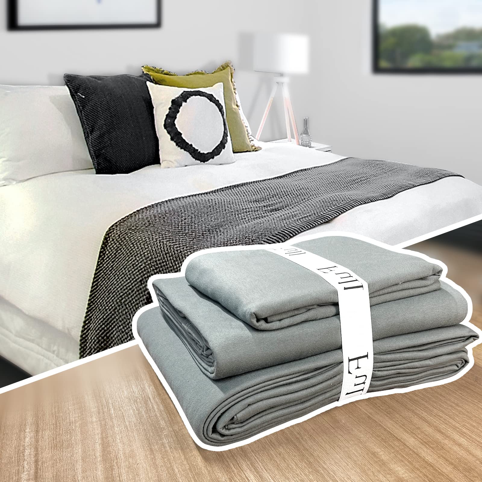4-Piece Bed Sheet Storage Organizer Set - Closet Organization for Full Size Sheets with Linen Labels - Perfect for Home, Dorm & Travel Organization