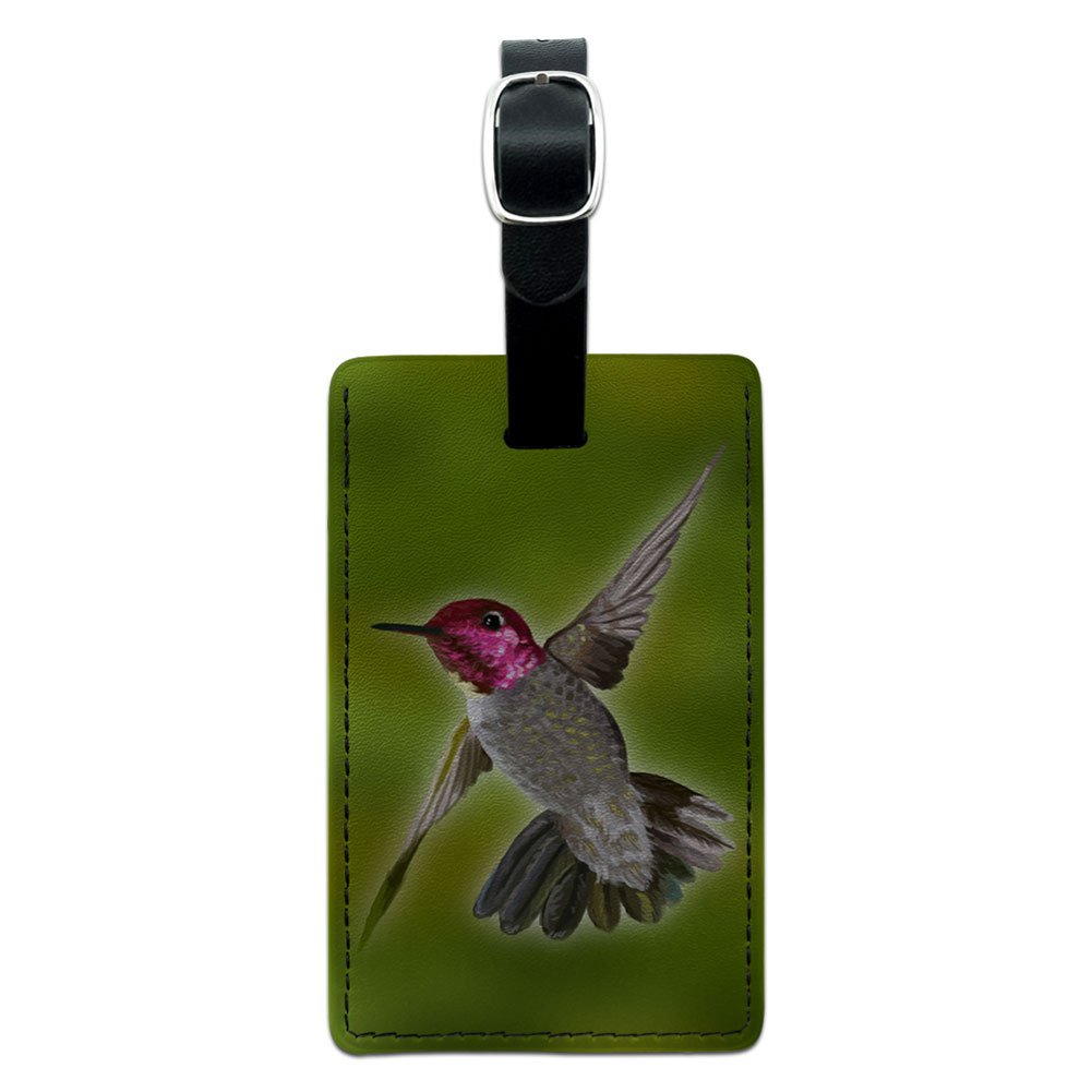 Hummingbird Leather Luggage Tag - Stylish Suitcase ID Tag for Carry-On Bags & Travel Accessories (Black) | Perfect for Airports, Business Trips & Vacation Travel