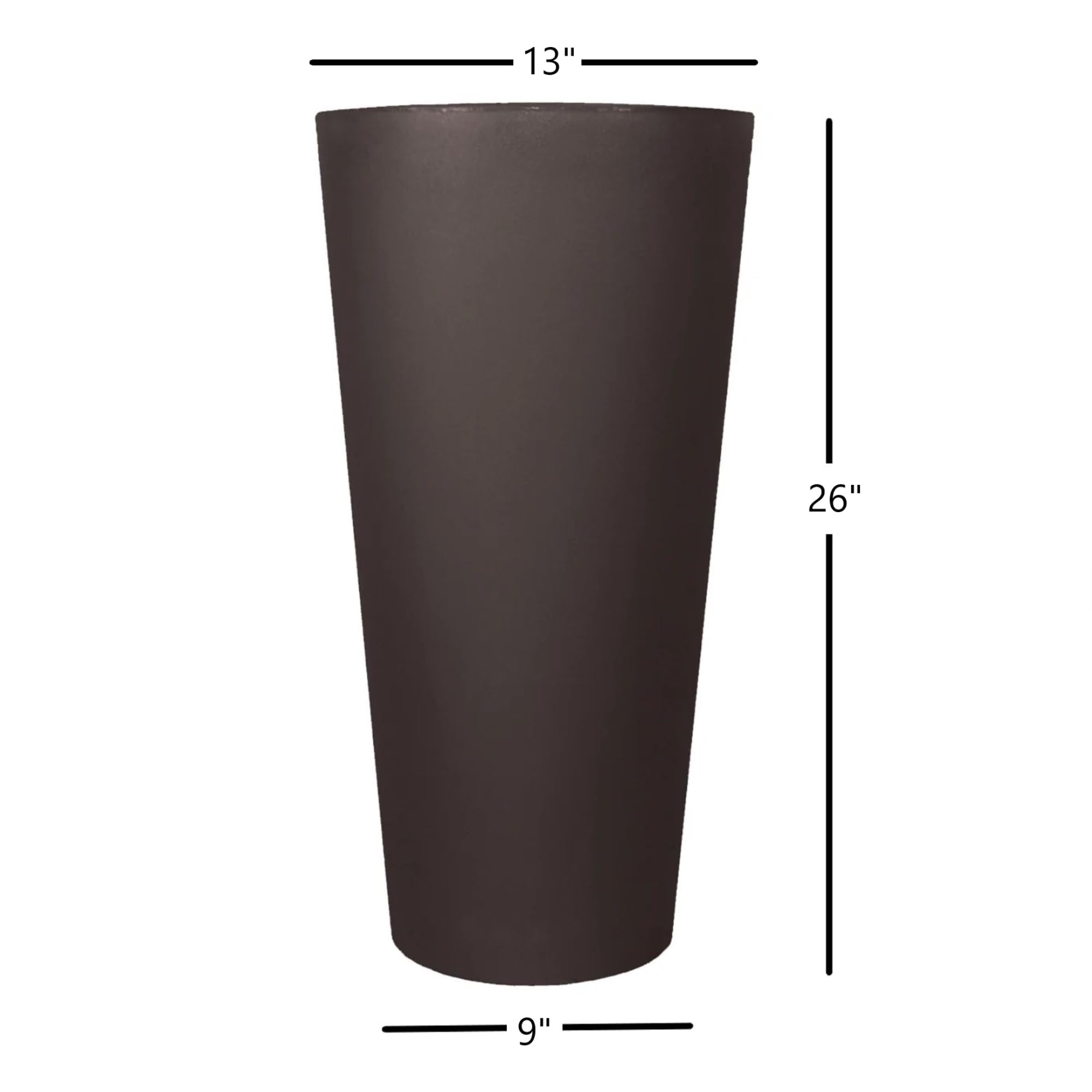 Tusco Products CTR26ES 26-Inch Espresso Cosmopolitan Tall Round Garden Planter - Outdoor Flower Pot for Patio, Deck, Balcony & Backyard Decor