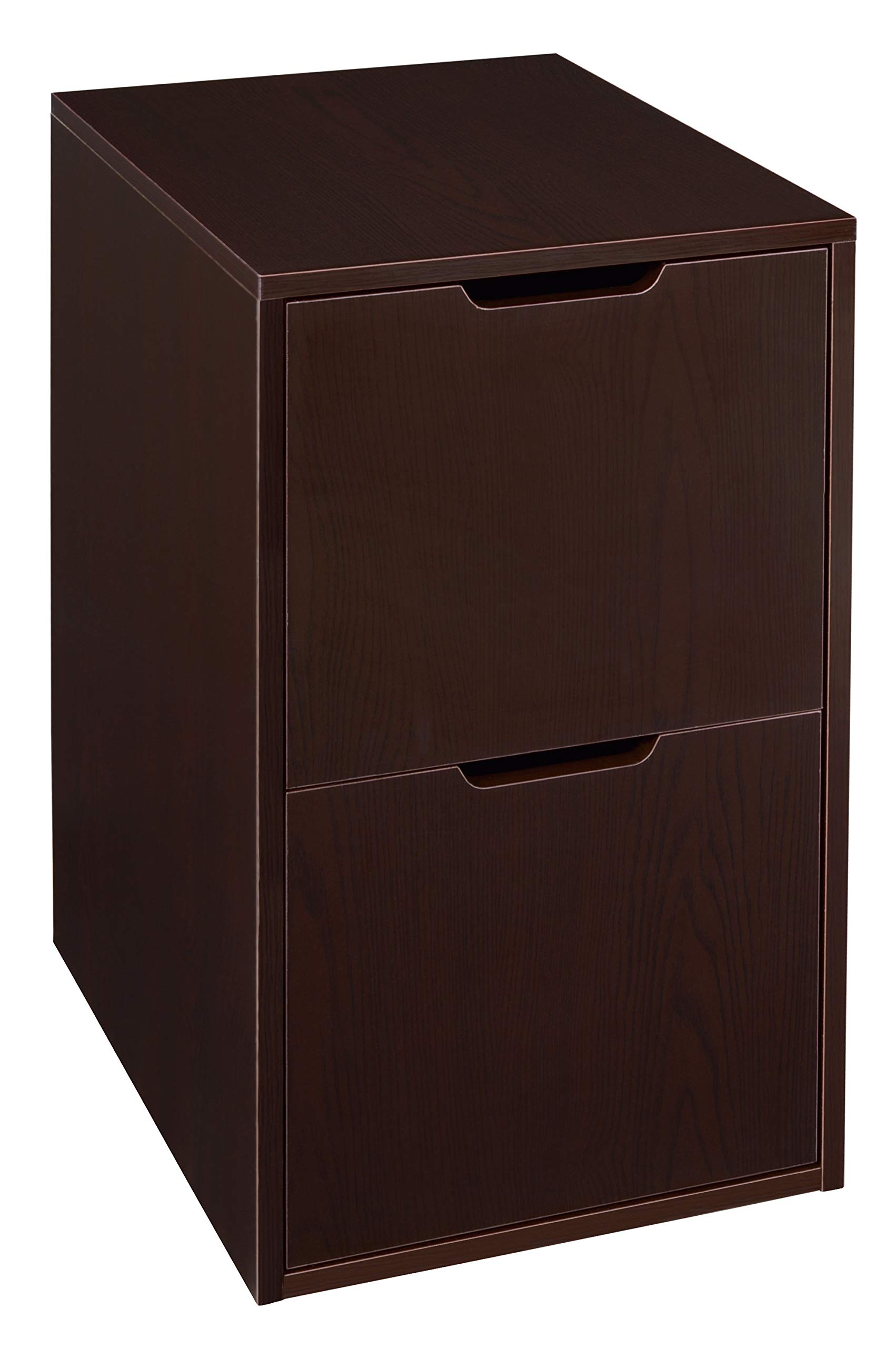 Freestanding Two-Drawer Filing Cabinet with Pedestal - Truffle Brown for Home Office Organization & Document Storage