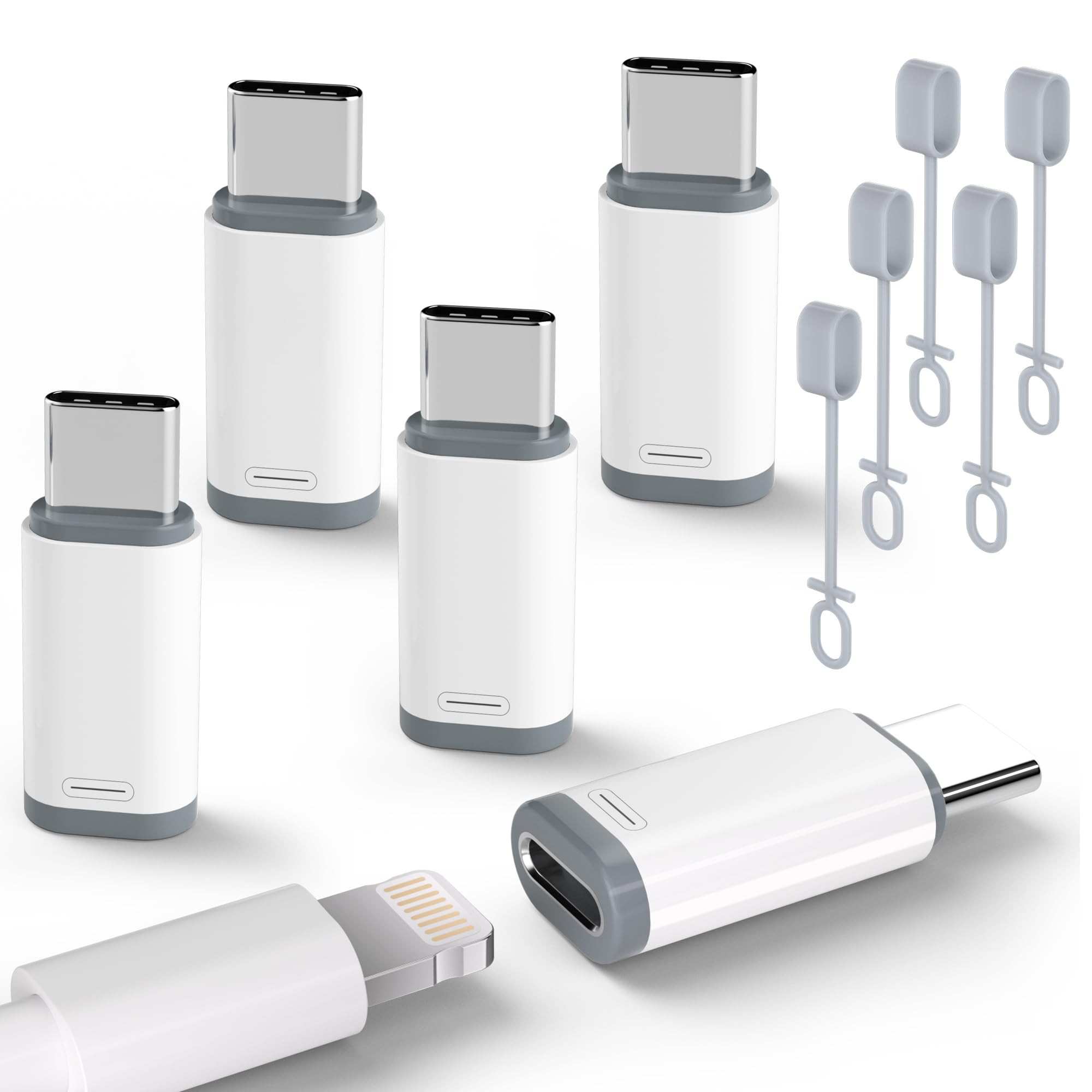 5-Pack USB C to Lightning Adapter for iPhone 16/15/14/13 - Fast Charging & Data Sync - Compatible with iPhone 16/15 Plus/Pro/Max, Galaxy S24/S23, Pixel 8/7/6, iPad Pro & MacBook Pro - Perfect for Travel, Office & Home Charging