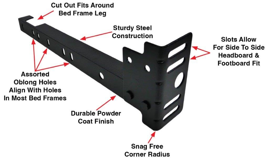 Tech Team #00712 Bed Frame Extension Set - 2 Pieces with Hardware, Extend Metal Bed Frame for Headboard & Footboard Compatibility | Perfect for Bedroom Furniture Upgrades & Custom Bed Sizing