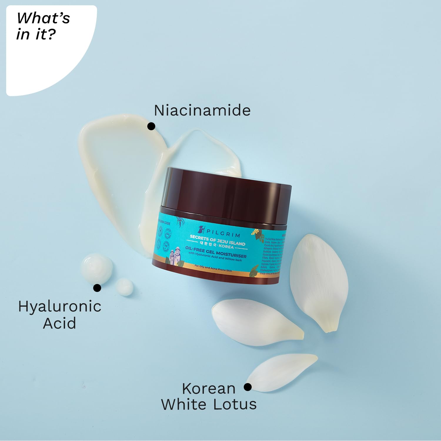 Oil-Free Korean Gel Moisturizer for Oily & Acne-Prone Skin - Hyaluronic Acid & Willow Bark Extract Face Moisturizer - Lightweight Hydration for Men & Women - 50g | Perfect for Daily Skincare Routine & Summer Use
