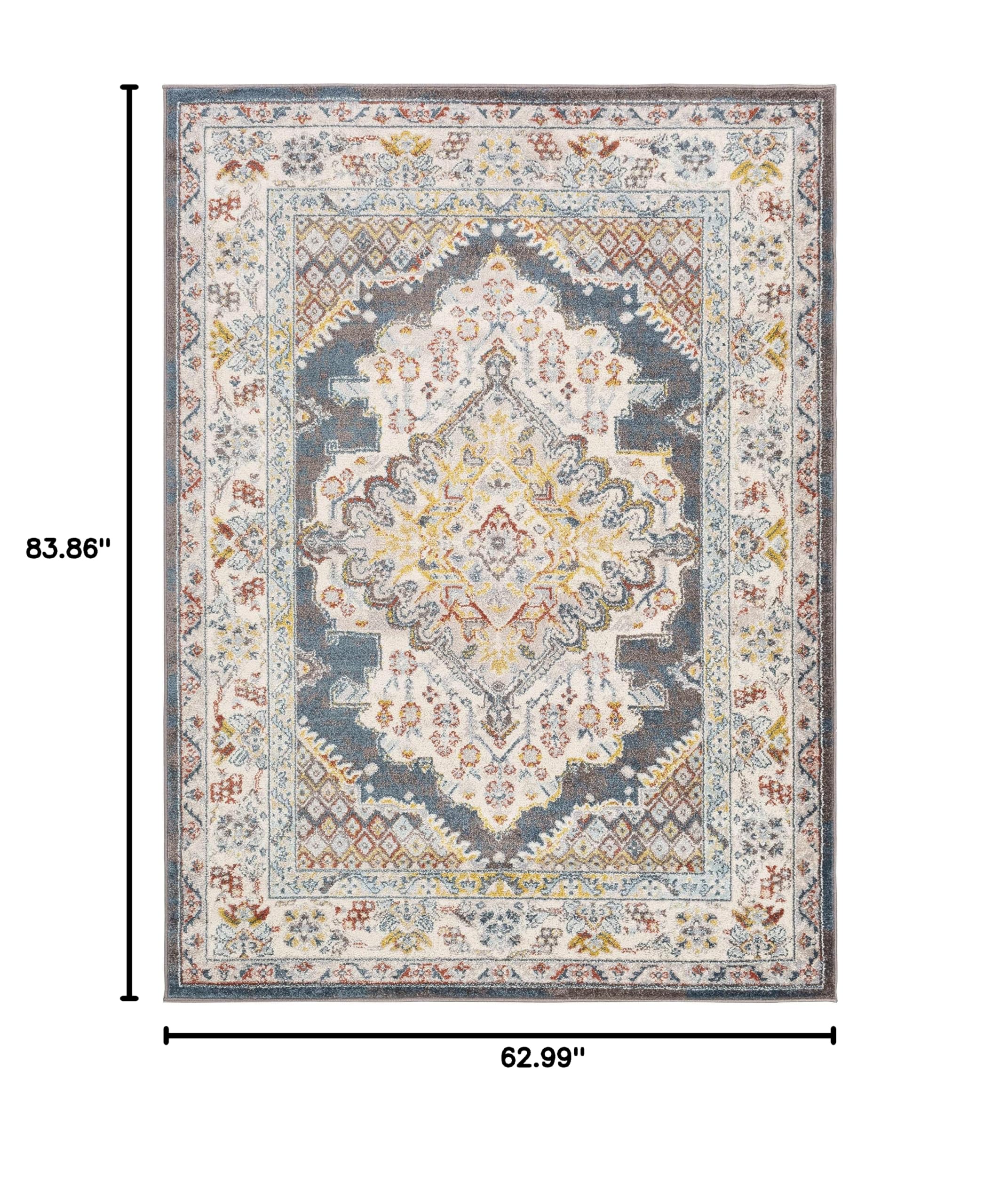 Millican Traditional Brown & Blue Area Rug 5'2