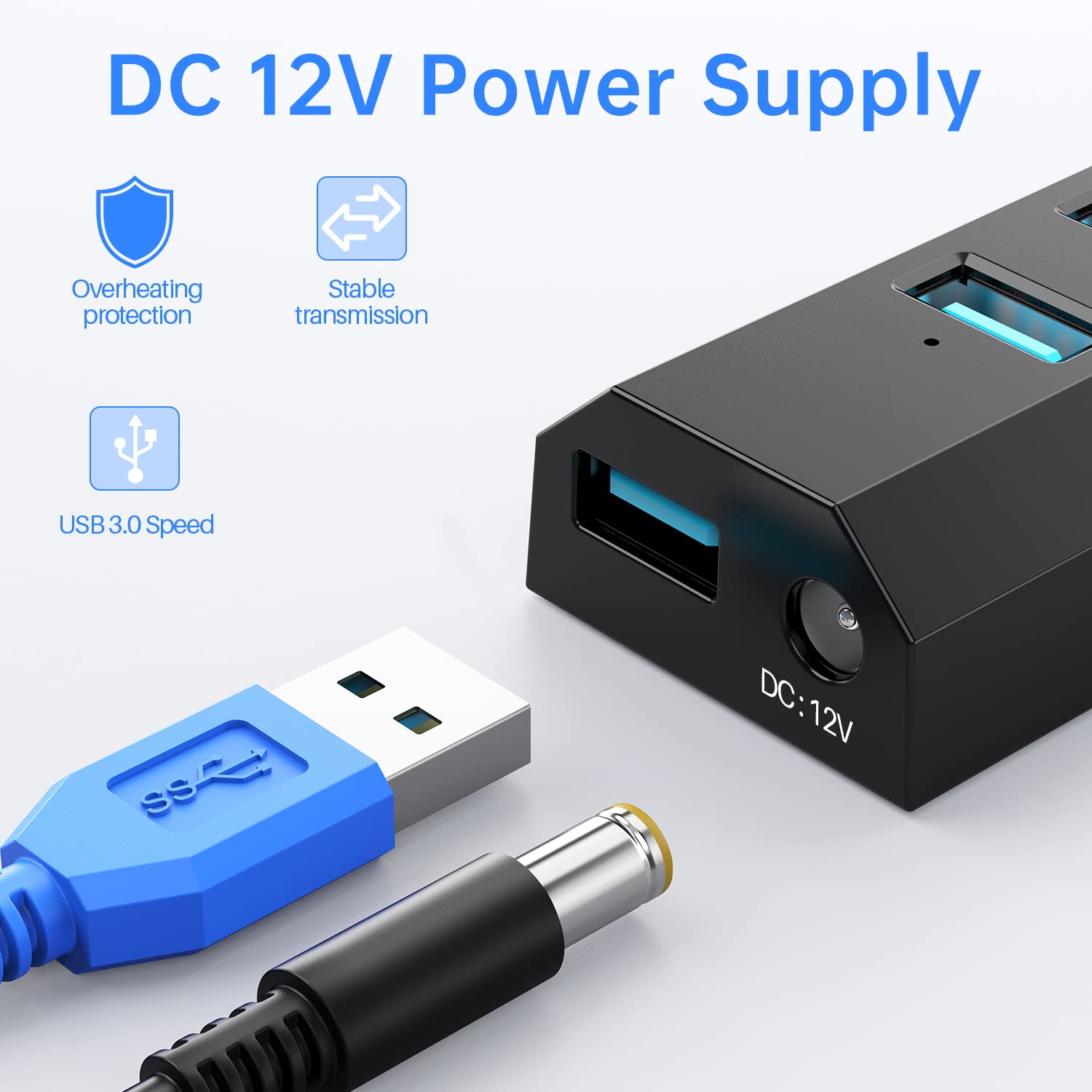 8-Port USB 3.0 Hub with Fast Charging - for Laptop, PC & Mac