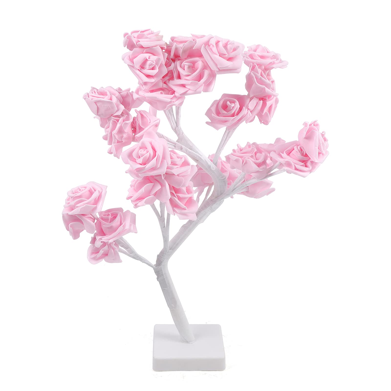 32 LED Rose Flower Tree Desk Lamp - Pink Rose Table Light for Home, Party, Wedding & Holiday Decor | Easy to Install Fairy Lights for Bedroom, Office & Gift Giving