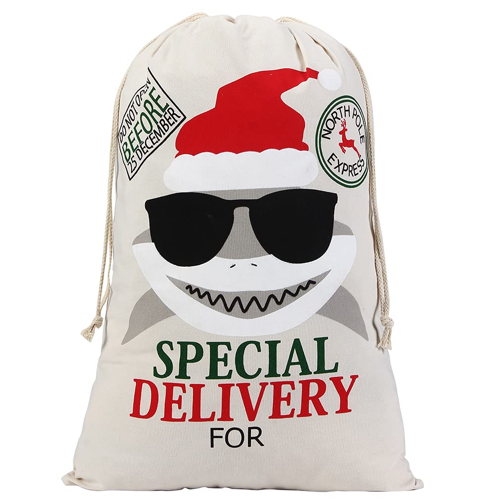 Personalized Santa Sacks - Large 19.5x27.5 inch Canvas Christmas Gift Bags with Drawstring for Kids | Holiday Decorations & Present Storage | Perfect for Christmas Morning Surprises & Festive Home Decor
