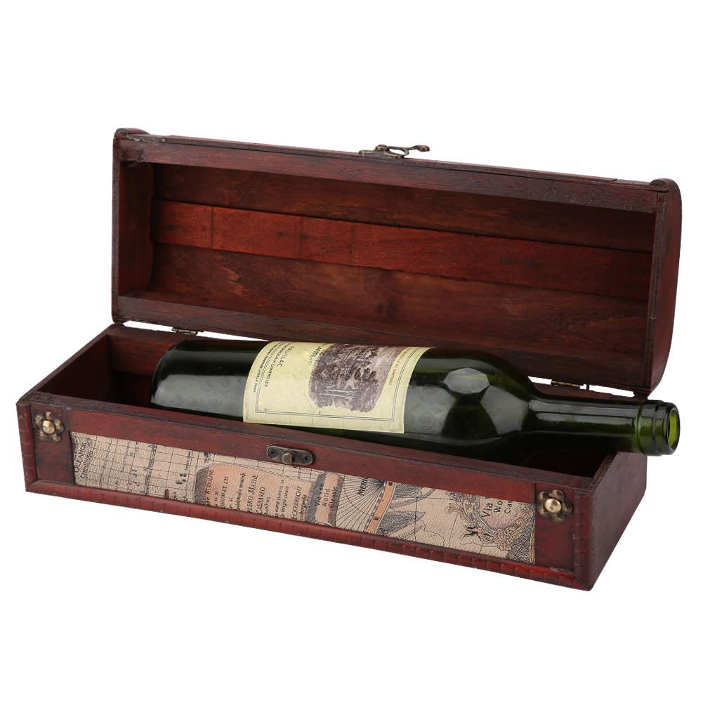 TOPINCN Vintage Wooden Wine Box - Single Bottle Storage & Display Case, Odor-Free Wood Wine Gift Box for Wine Enthusiasts - Perfect for Home Bars, Wine Cellars & Gift Giving