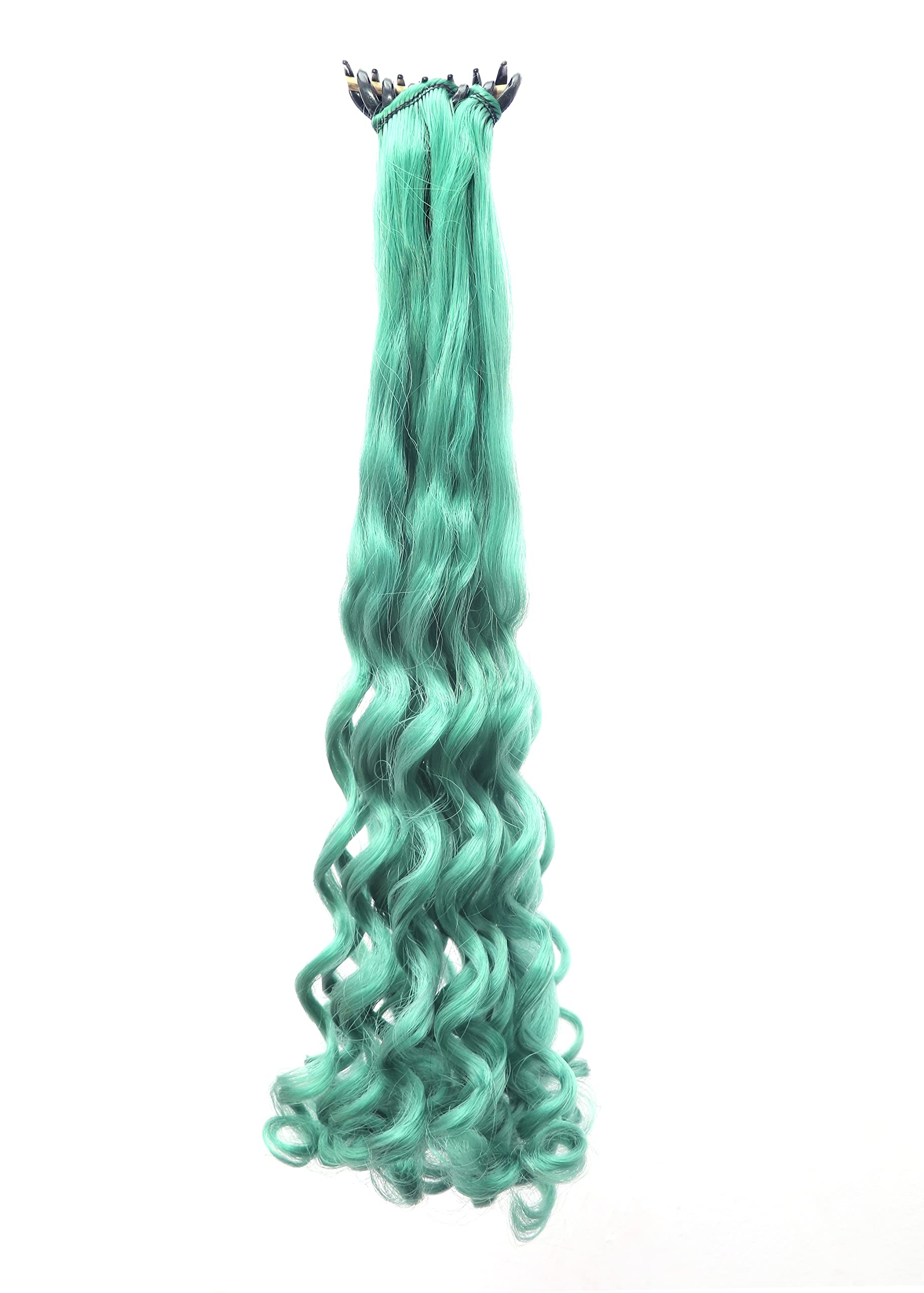Shivarth Clutcher Hair Extension - 18 Inch Synthetic Curly/Wavy Wig for Women & Girls in Green | Perfect for Cosplay, Halloween, Parties & Daily Fashion Styling