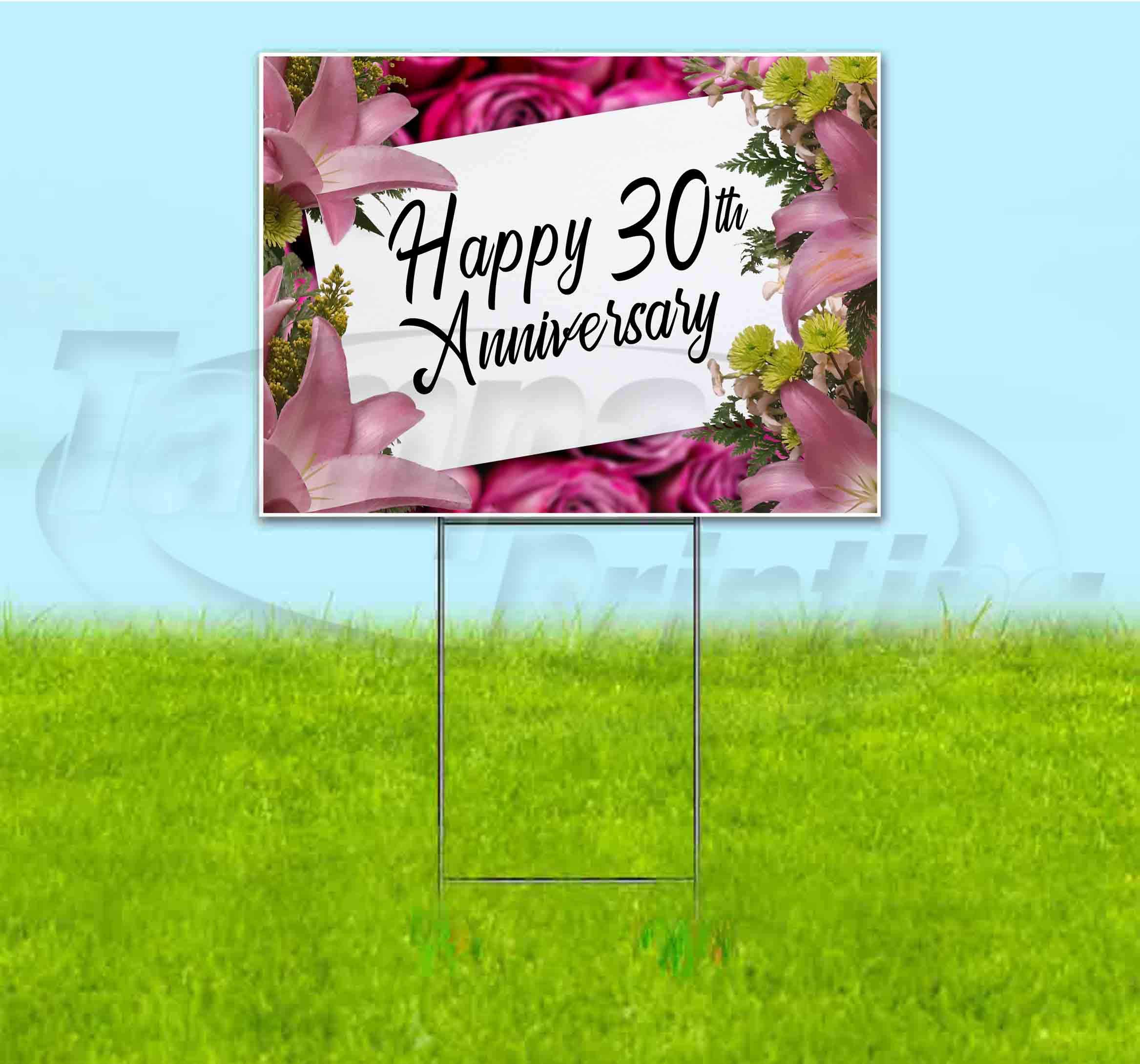 Happy 30th Anniversary Yard Sign - 18x24 Inch Outdoor Lawn Decor with Metal Stake - Bulk Discounts & Multi-Pack Options - Perfect for Anniversary Celebrations, Parties & Backyard Decorations