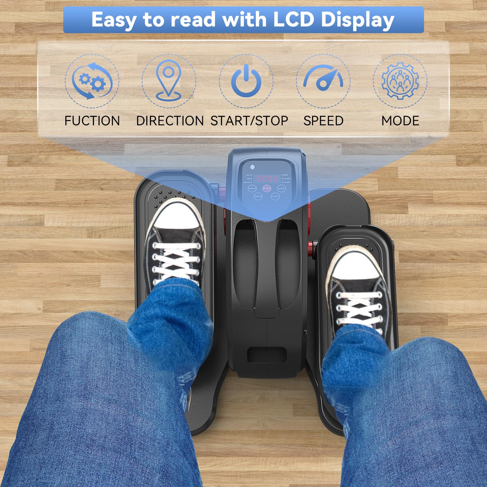 Under Desk Elliptical Machine - Quiet Electric Mini Stepper with Remote Control, Fully Assembled Portable Leg Exerciser for Home & Office Use | Compact Seated Pedal for Seniors, Perfect for Workouts While Working or Watching TV