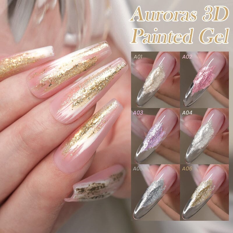 6 Colors Aurora 3D Nail Gel Polish Set - 5ml UV LED Soak Off Gel for Nail Art, Manicure & Pedicure - Perfect for Salon, Home Use & DIY Nail Designs