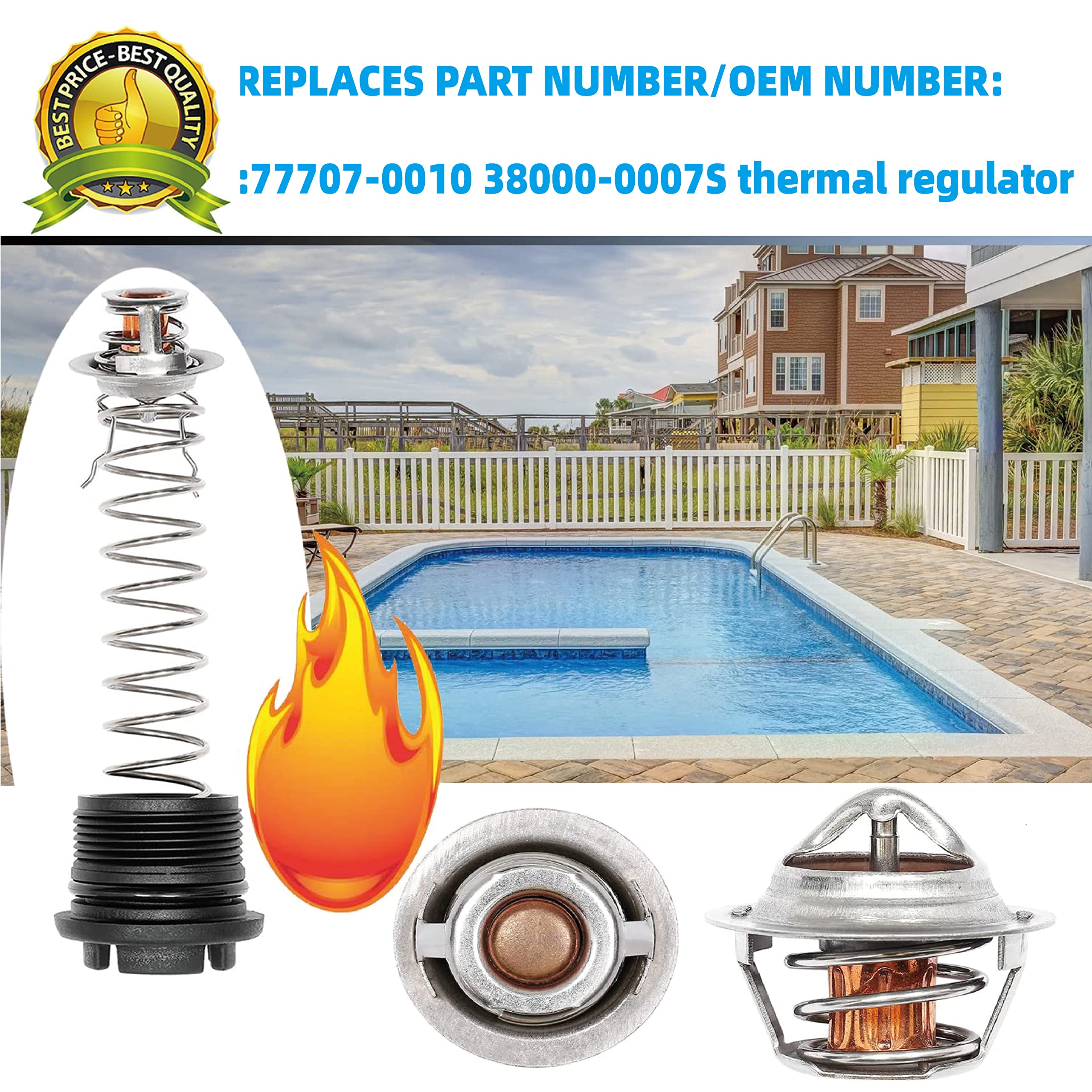 MasterTemp Pool and Spa Heater Thermal Regulator Kit Replacement (77707-0010, 38000-0007S) for Efficient Temperature Control in Swimming Pools and Hot Tubs