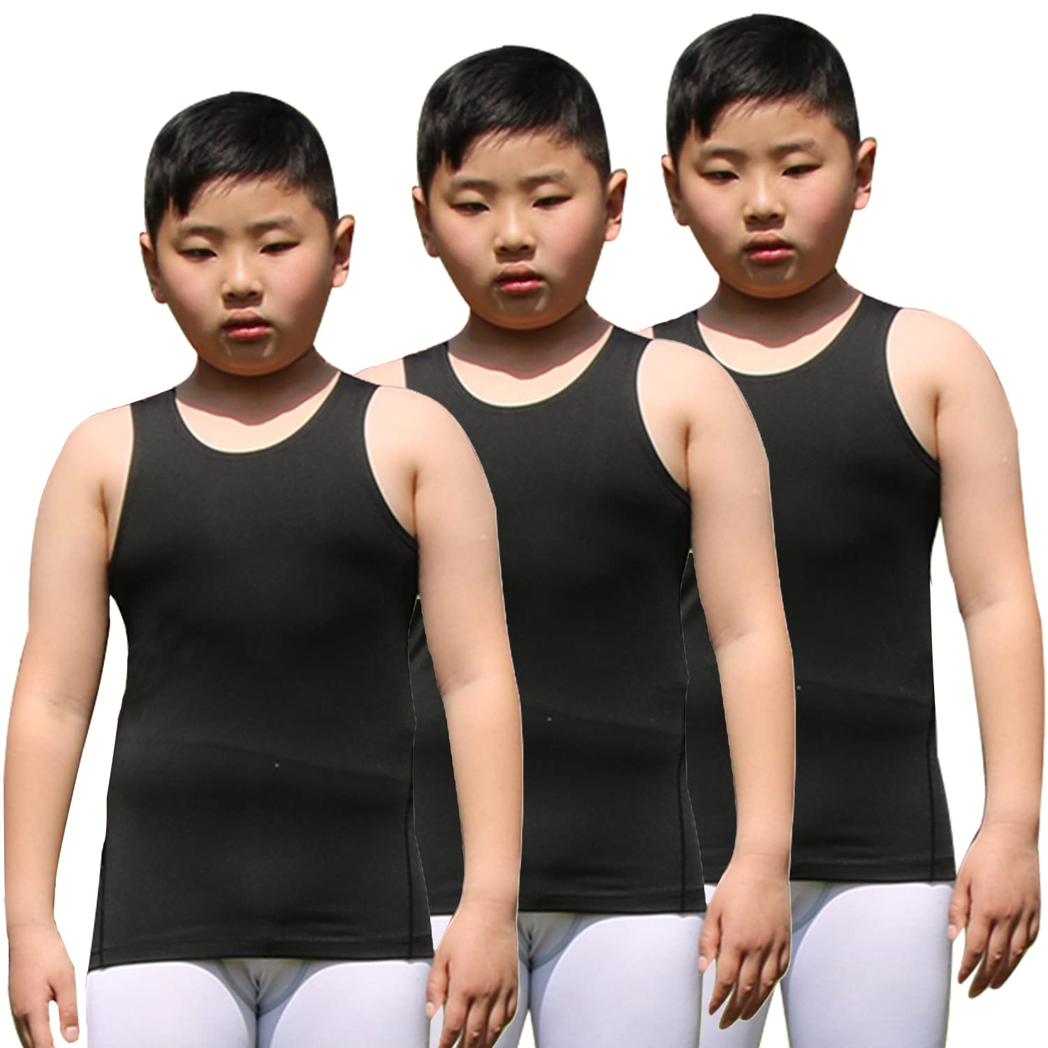 Youth Boys Girls Compression Tank Tops - Moisture Wicking Athletic Sleeveless Shirt for Workout, Sports & Activewear - Breathable Baselayer Vest for Running, Gym, Yoga & Outdoor Activities