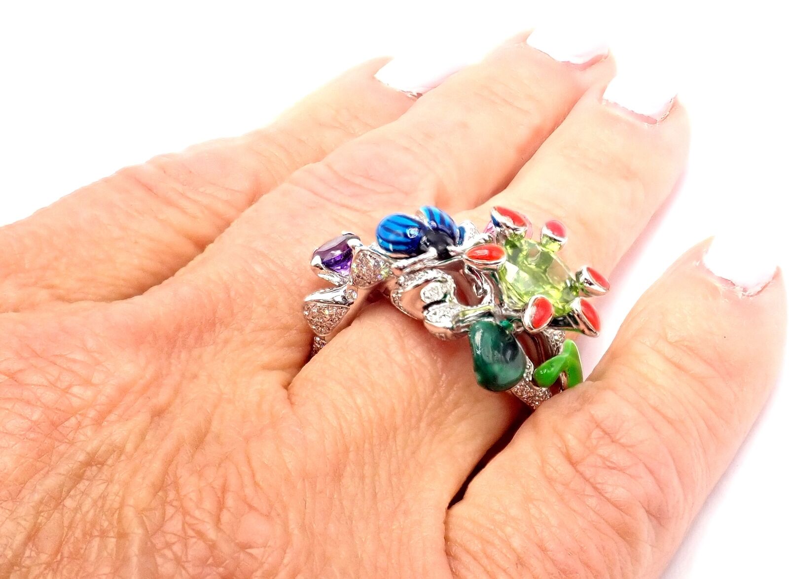 Christian Dior Milly Carnivora Epinosa 18K Gold Diamond Peridot Tourmaline Ring - Luxury Jewelry for Women, Perfect for Weddings, Anniversaries & Special Occasions