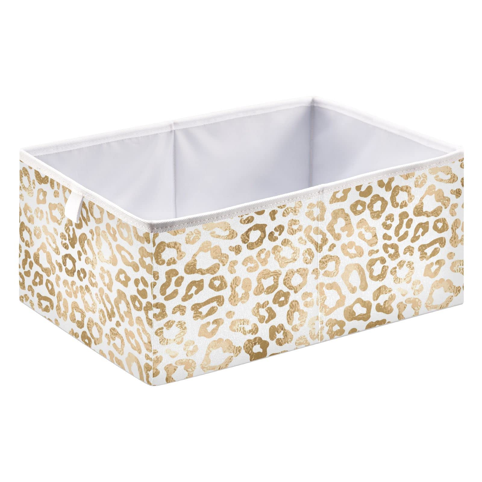 Golden Leopard Foldable Storage Baskets - 11x11 Inch Collapsible Fabric Bins for Shelves | Organize Toys, Baby Clothes, Pantry & Bathroom | Perfect for Nursery, Home & Office Organization