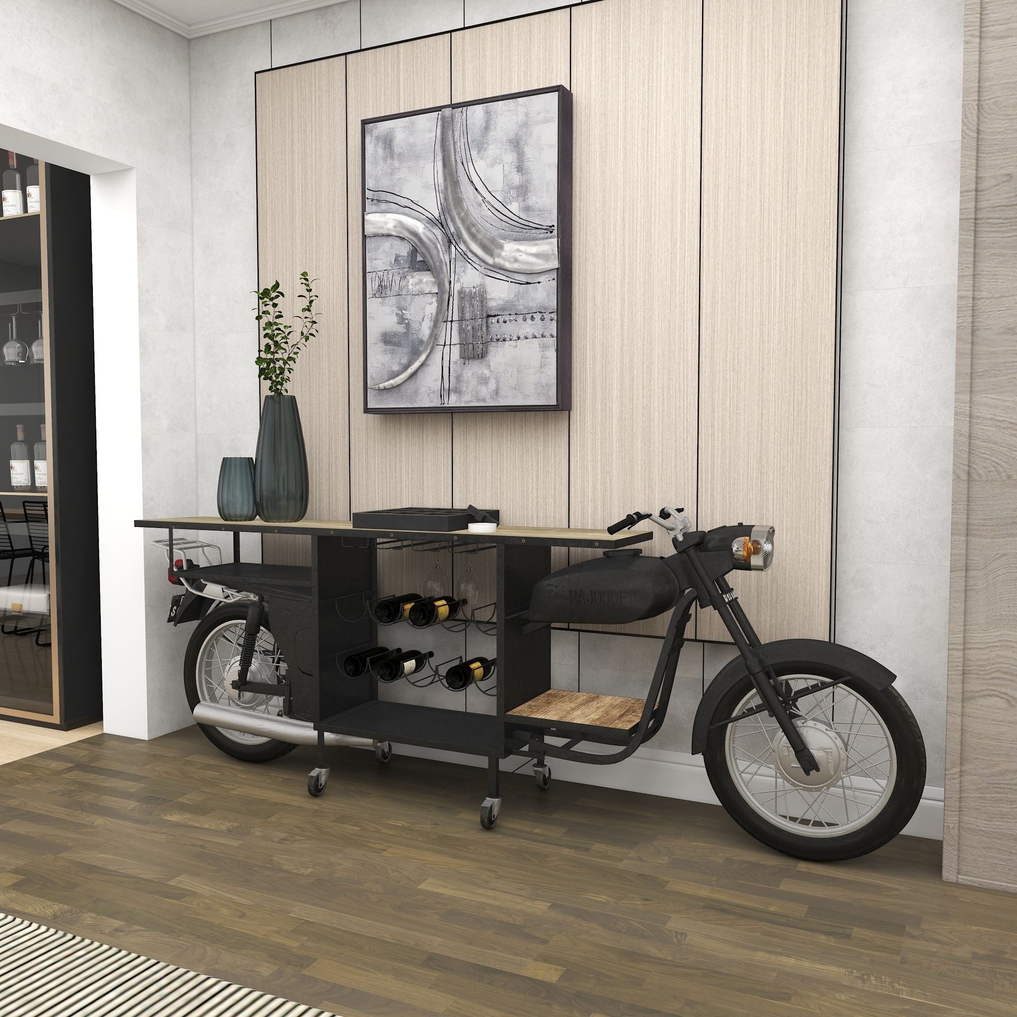 Andres Black Bar Unit - Modern Home Bar Cabinet for Living Room, Kitchen & Dining Room - Perfect for Entertaining & Storage