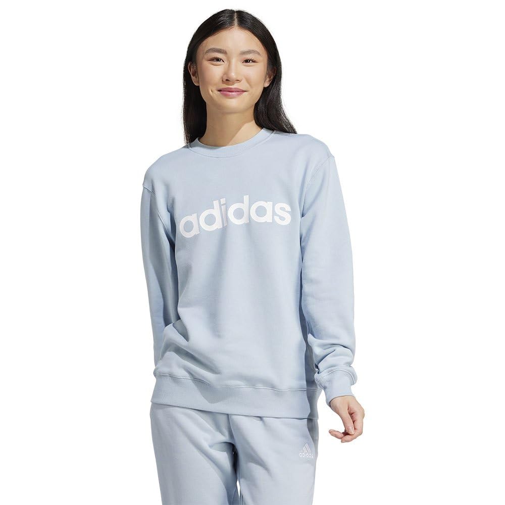 Adidas Essentials Linear French Terry Sweatshirt for Women | Comfortable Pullover Hoodie | Casual Wear, Gym, Lounge & Everyday Outfits