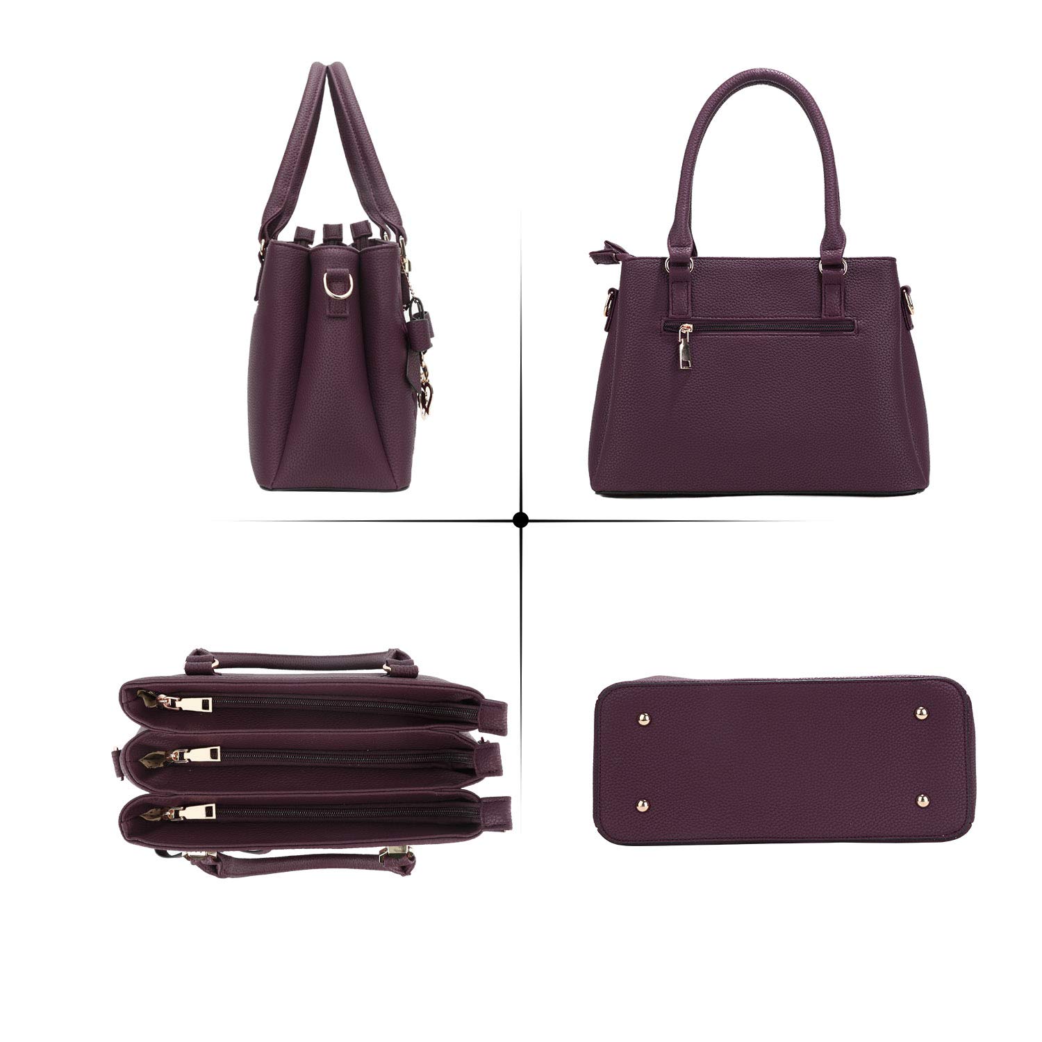 KKXIU Women's Leather Crossbody Bag with Zipper Pockets - Stylish Shoulder Satchel Purse for Work, Travel & Everyday Use