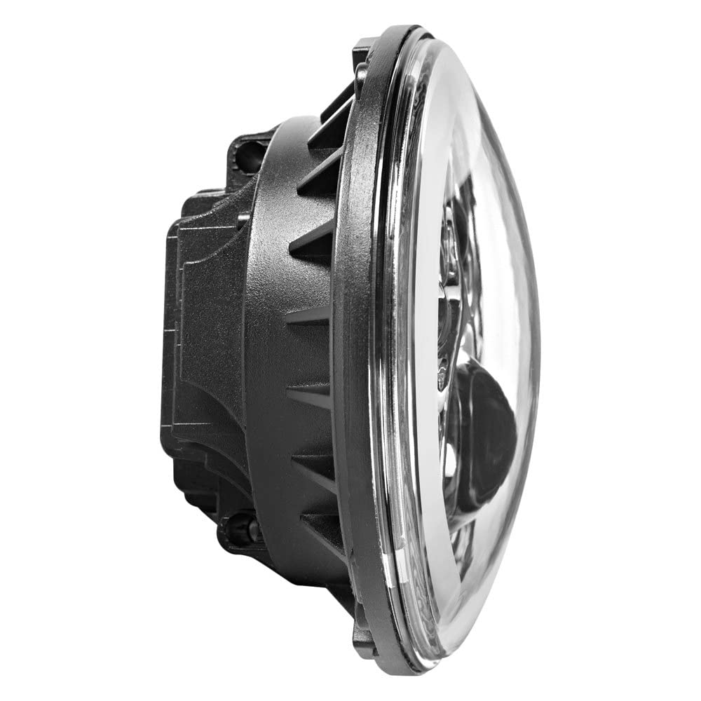 Hogworkz 7 Inch LED Halo Headlight - Daymaker Replacement for Harley Davidson Street Glide, Road King, Electra Glide Ultra & Softail - Chrome Finish | Perfect for Night Riding & Motorcycle Upgrades