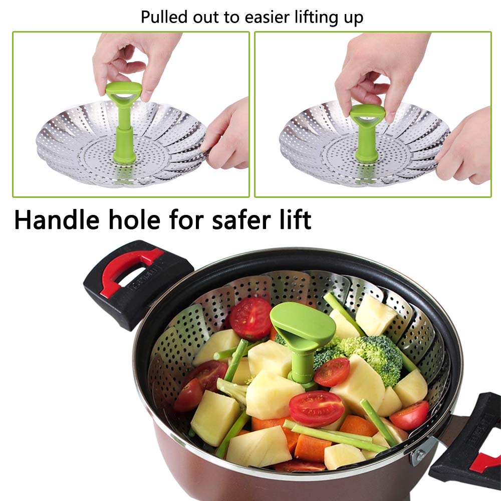 Stainless Steel Collapsible Vegetable Steamer Basket - Adjustable 7.1