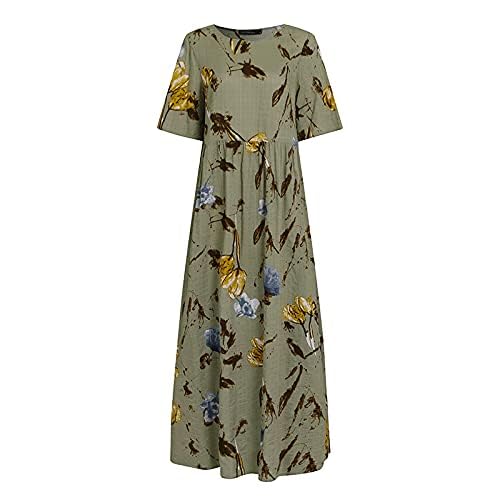 Geerta Women's Plus Size Long Hawaiian Cotton Floral Muumuu Dress - Green - Large to X-Large - Maxi Length - Sleeveless - Fish Tail Hem - Perfect for Beach Vacation, Luau Party & Summer Casual Wear