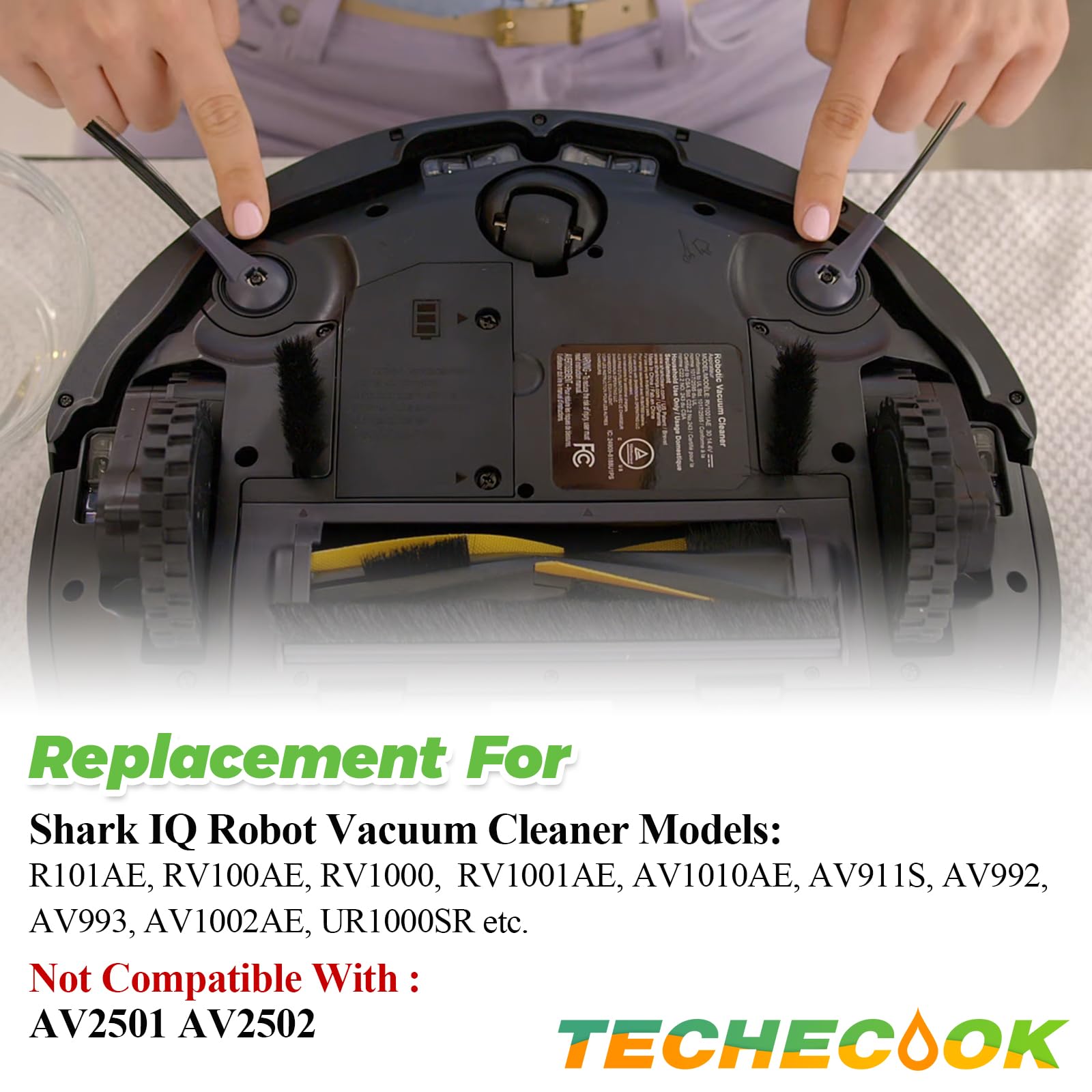 Techecook Shark IQ Robot Vacuum Replacement Parts Kit - 6 Side Brushes, 3 HEPA Filters, 1 Main Roller Brush & Cleaning Tool for Shark R101AE RV1001AE Models - Perfect for Home Cleaning Maintenance