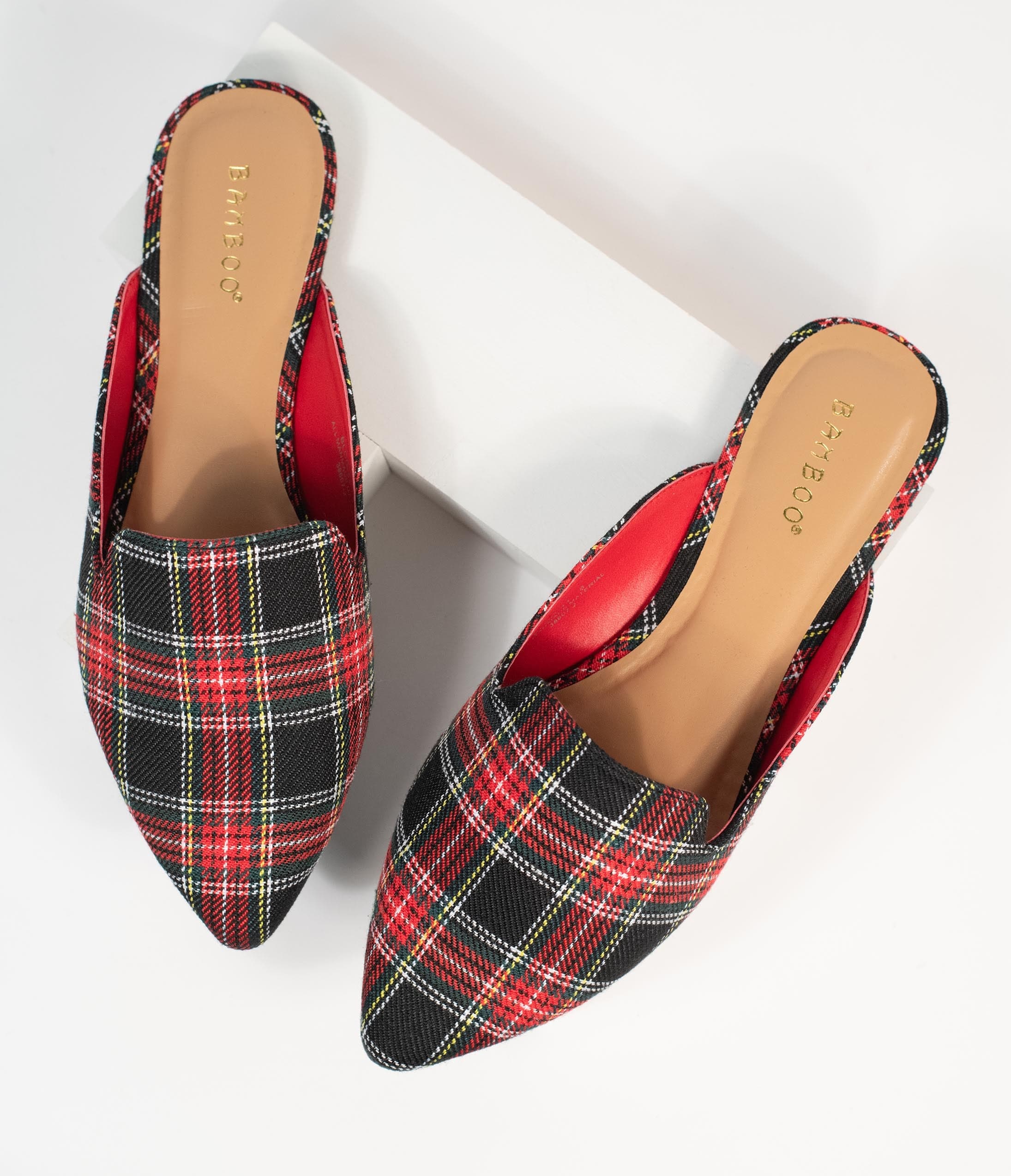 Red & Black Plaid Fabric Mules - Cozy House Slippers for Women & Men | Perfect for Indoor Comfort, Lounge Wear & Winter Warmth