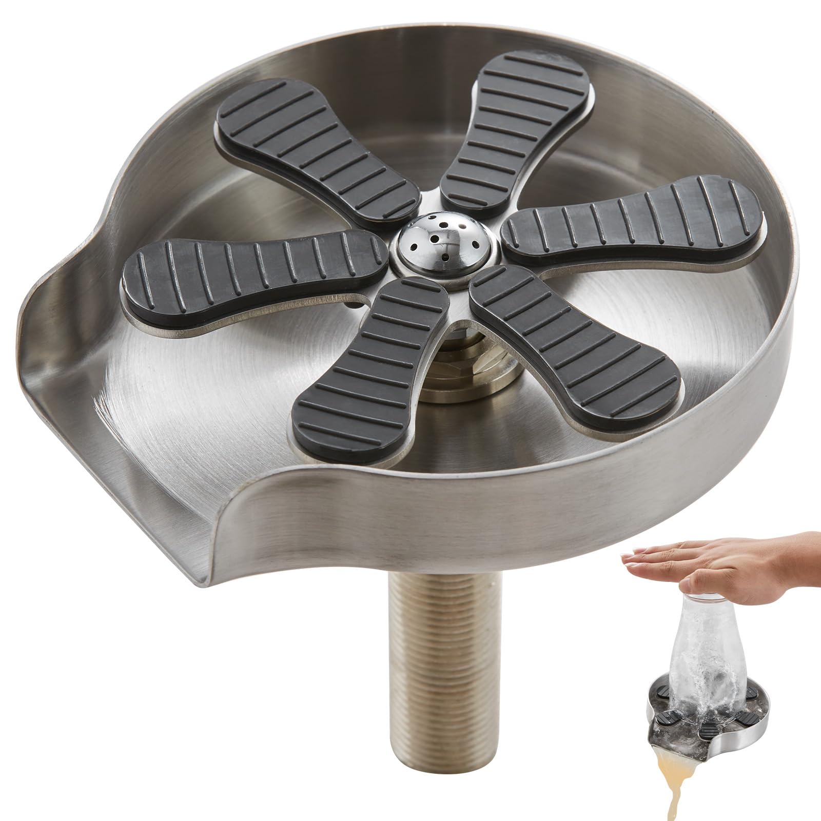 VEVOR 360° Rotating Glass Rinser for Kitchen Sink - Upgraded Cup Cleaner Attachment for Home, Cafe & Bar Use - Perfect for Wine Glasses, Beer Mugs & Dishwashing