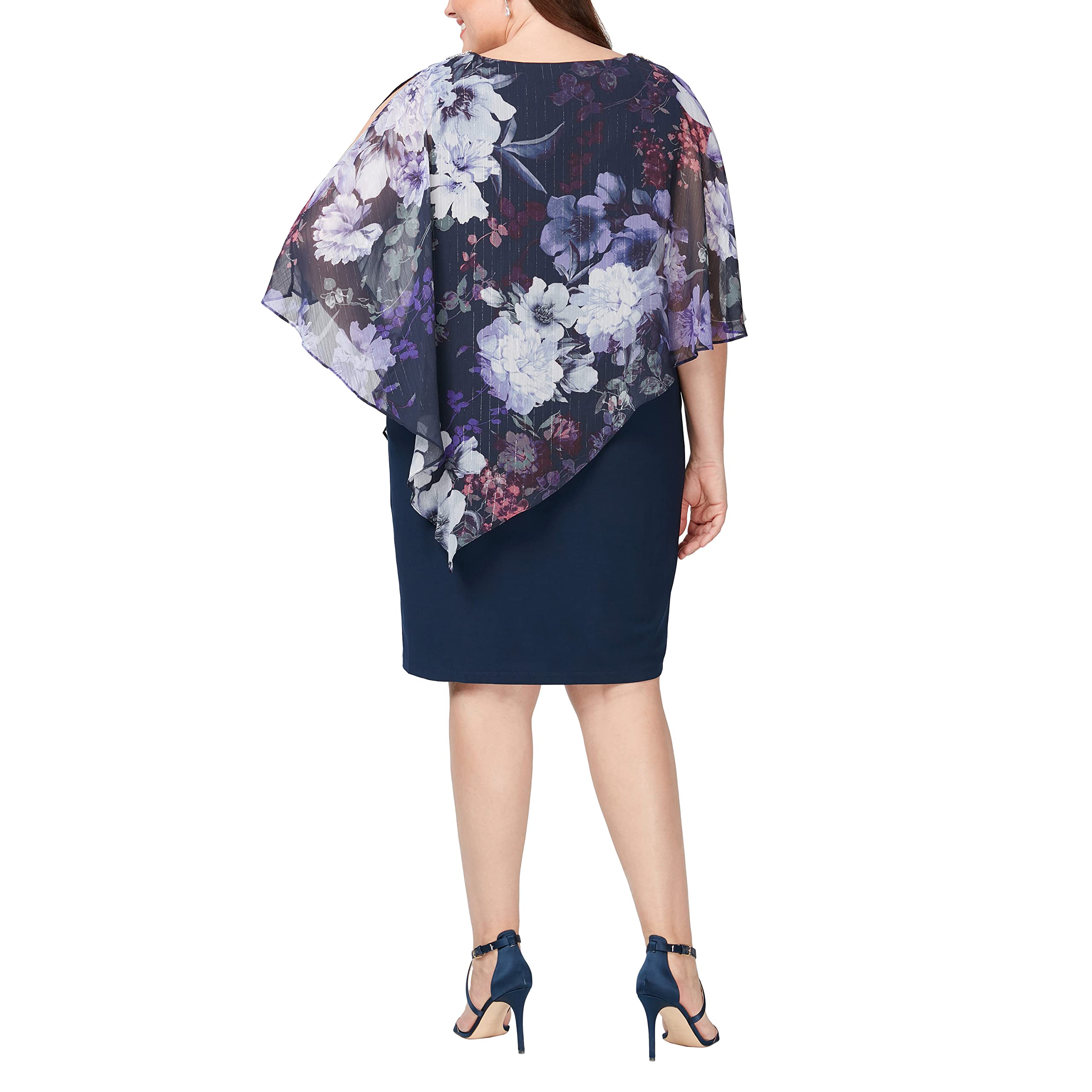 S.L. Fashions Plus Size Women's Short Popover Cape Dress - Stylish Casual & Office Wear for Curvy Women