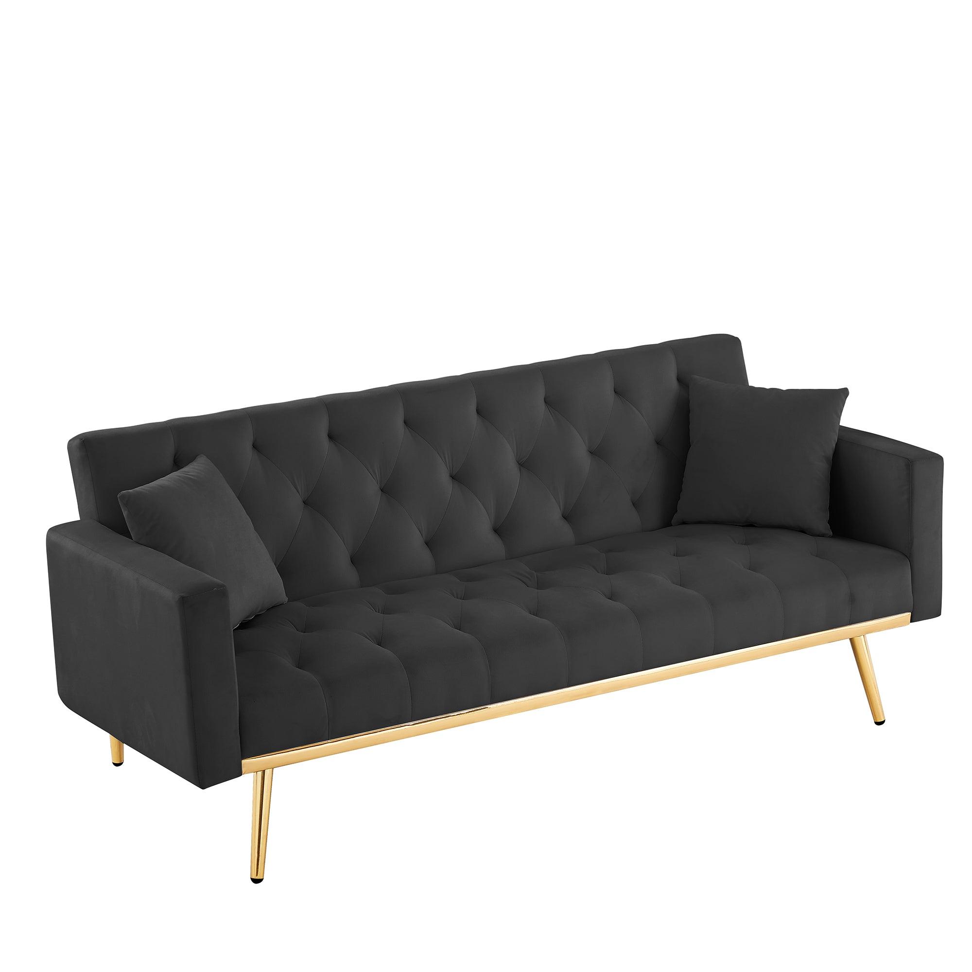 Black Convertible Folding Futon Sofa Bed - Space Saving Sleeper Couch for Small Apartments, Guest Rooms & Compact Living Spaces | Perfect for Studio Apartments, Dorms & Office Lounges