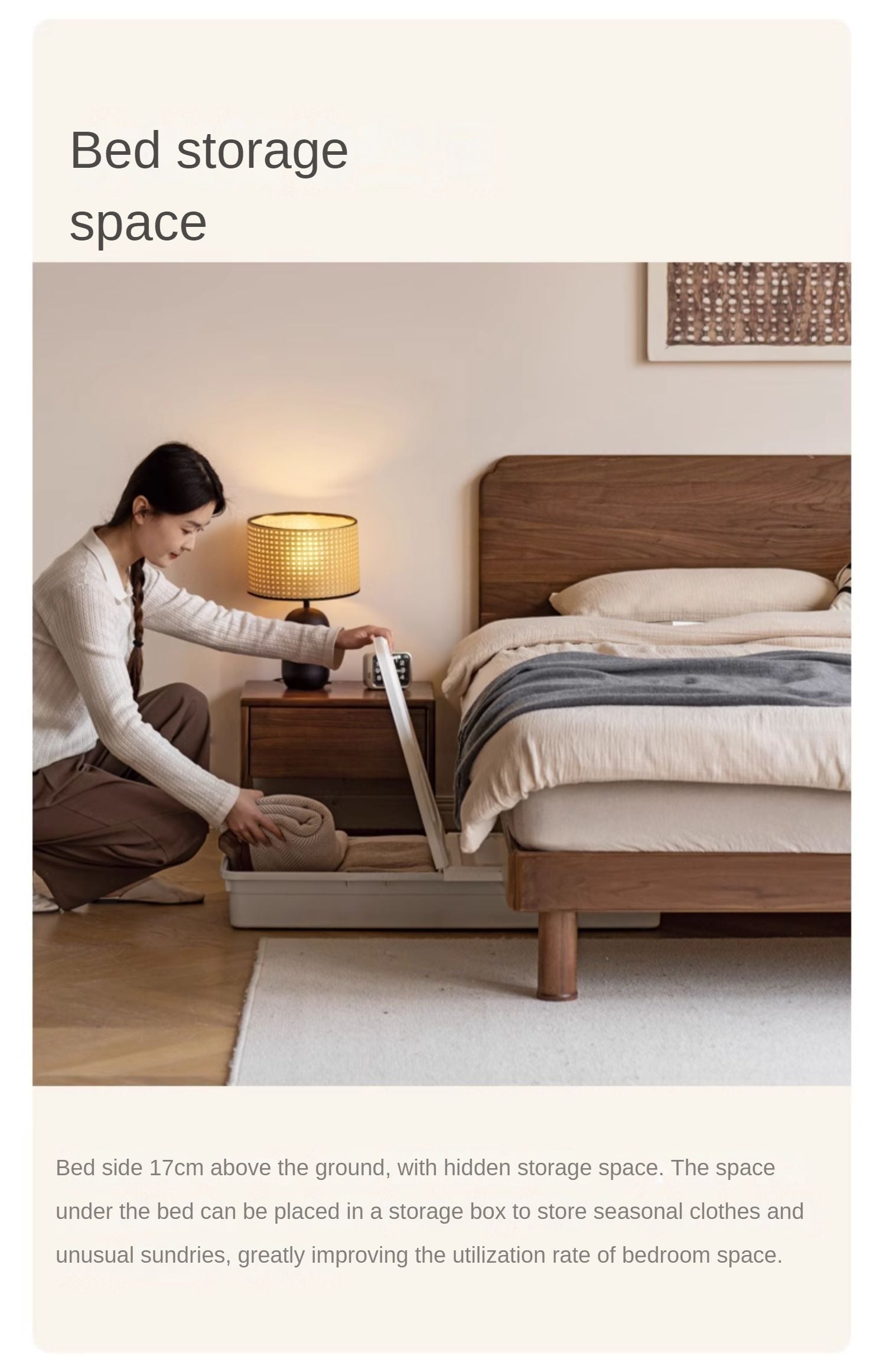 Premium Solid Oak & North American Black Walnut Wood Bed Frame - Handcrafted Luxury Bed for Master Bedroom, Guest Room & Modern Farmhouse Decor
