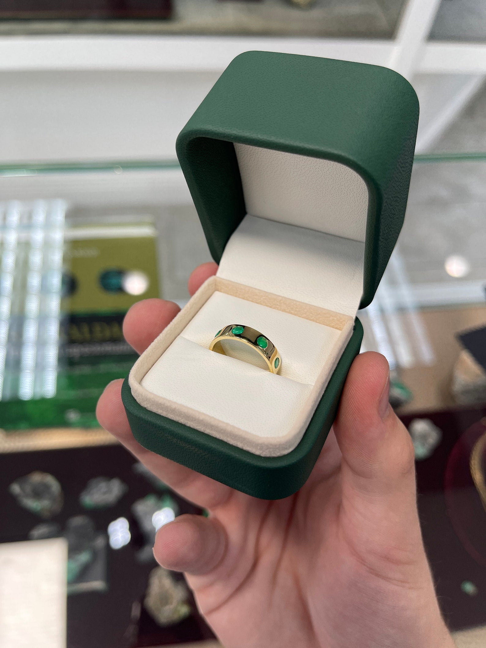 0.50tcw 18K Gold Round Colombian Emerald Bezel Solid Wedding Band Ring for Women - Perfect for Engagement, Anniversary, and Bridal Jewelry Gifts
