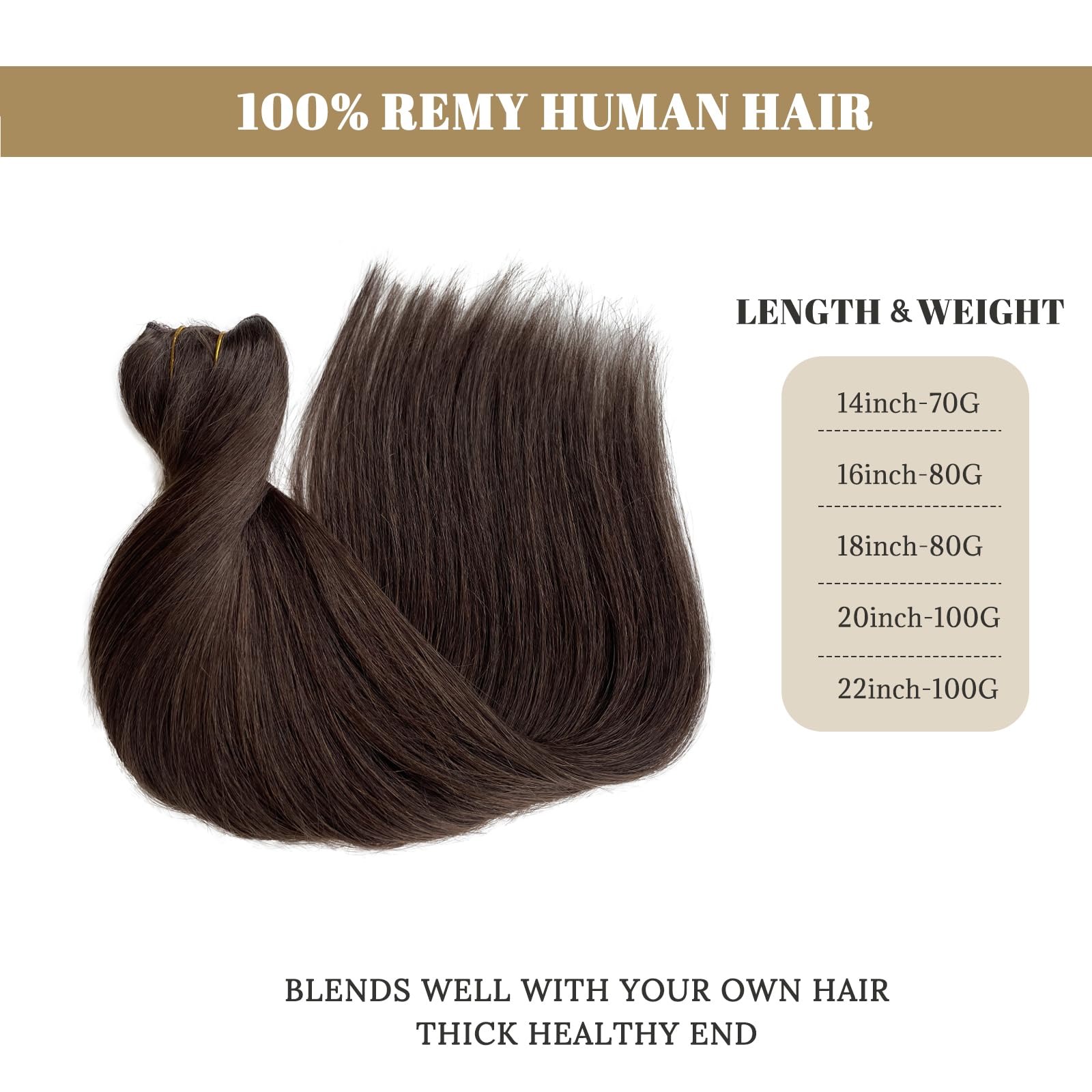 Premium 22 Inch Dark Brown Human Hair Extensions with Invisible Wire - 100g Real Human Hair Halo for Women | Perfect for Parties, Weddings & Everyday Styling