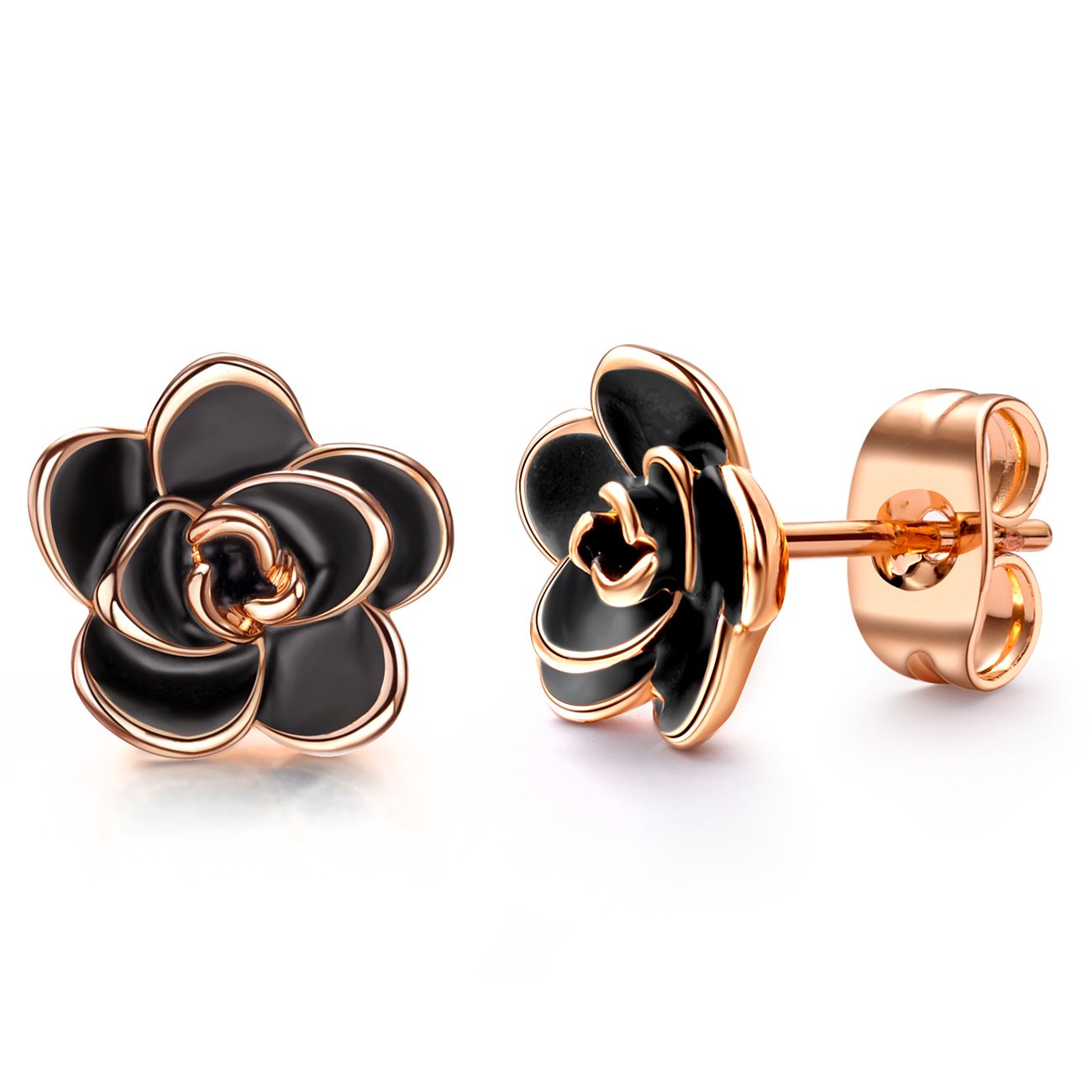 AllenCOCO Hypoallergenic Rose Flower Stud Earrings for Women - Nickel Free Gold & Silver Cute Floral Earrings for Sensitive Ears - Perfect for Weddings, Date Nights & Everyday Wear