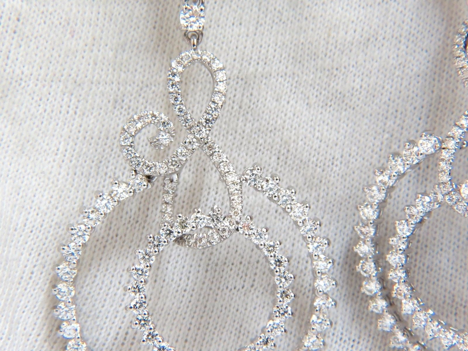 5.50ct Natural Round Diamond Swirl Circle Dangle Earrings in 18KT Gold (2.9 Inch) - Elegant Jewelry for Weddings, Parties & Special Occasions