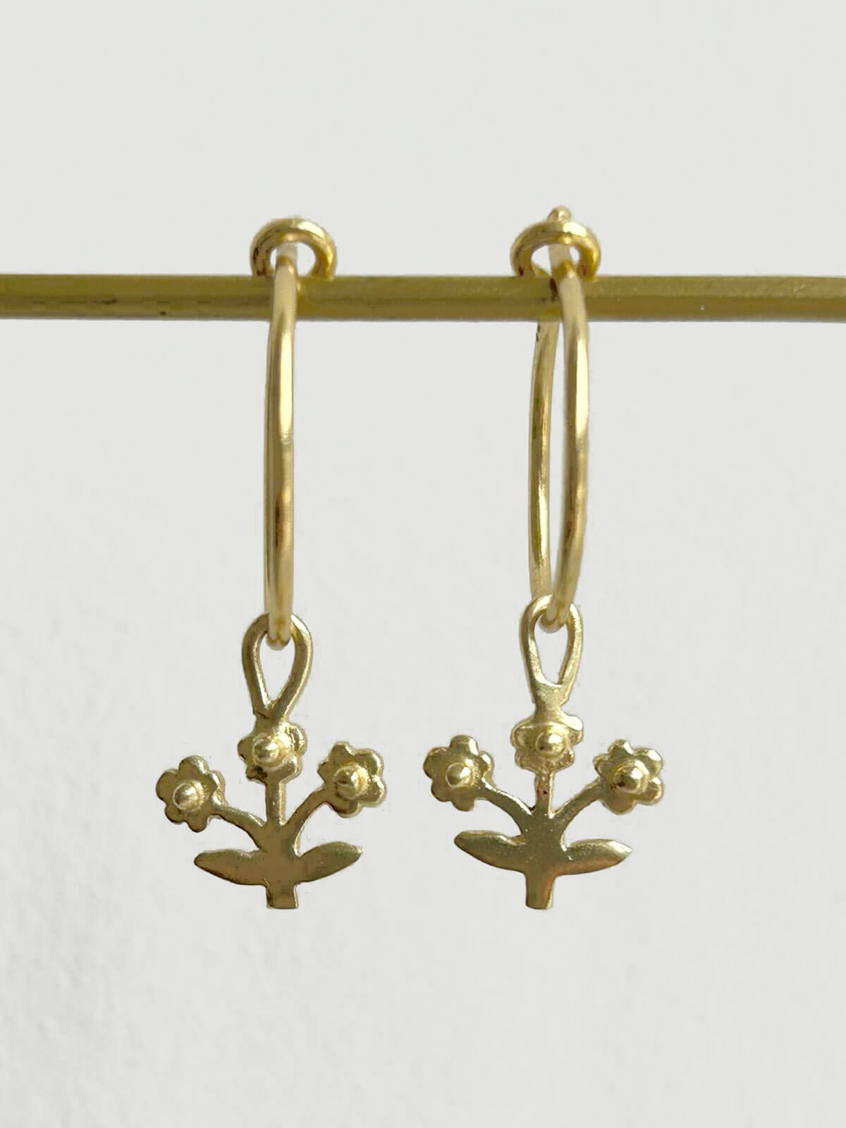 14K Gold Posie Hoop Earrings - Dainty Floral Huggie Earrings for Women, Perfect for Everyday Wear, Date Night & Special Occasions