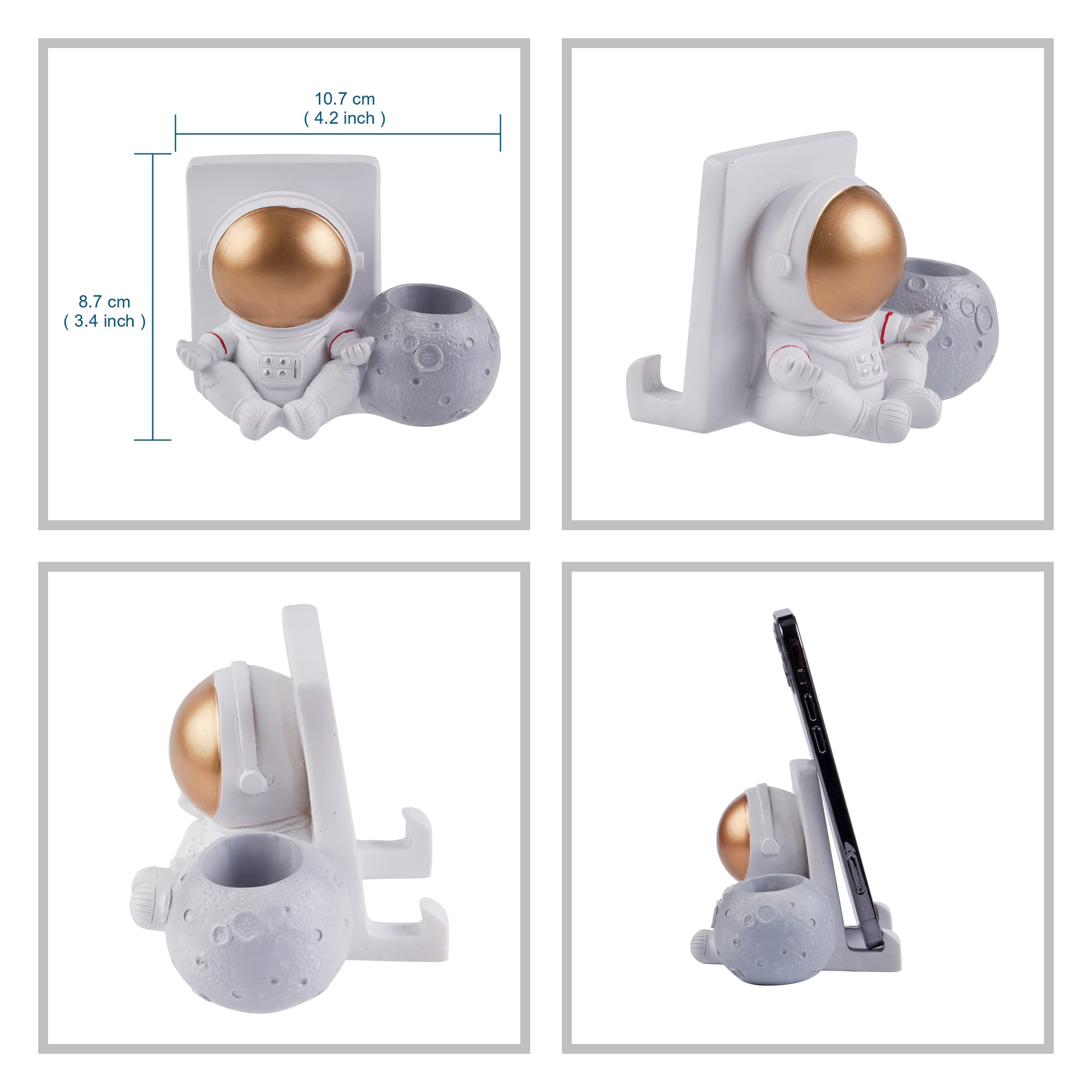 Multifunctional Astronaut Phone Stand with Pen Holder - Space-Themed Cell Phone Dock & Desktop Organizer for Office, Home, or Gift