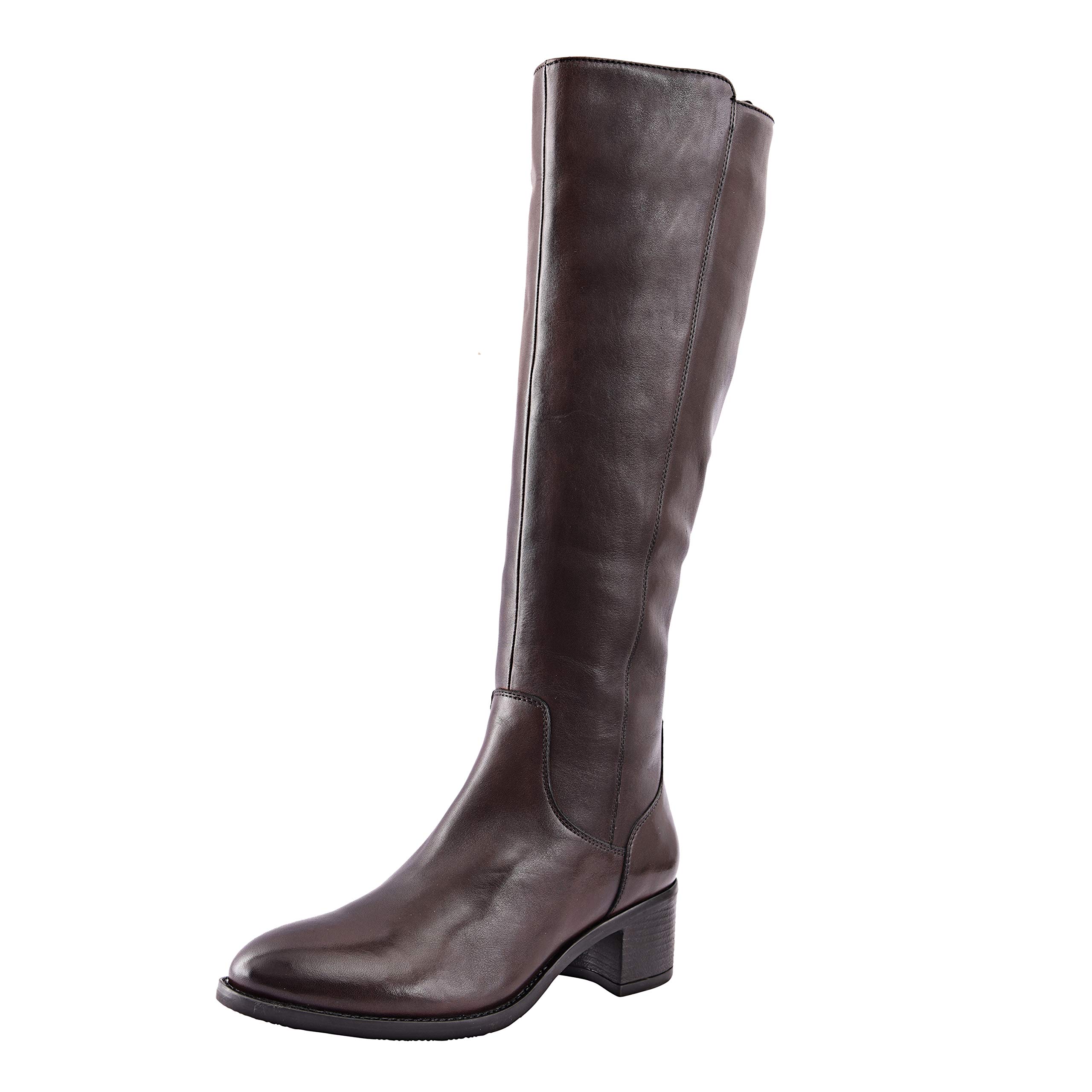 ALLONSI Women's Genuine Leather Knee High Riding Boots - Handmade Low Heel Boots with TPR Sole & Zip Closure - Comfortable Long Boots for Everyday Wear - Perfect for Office, Riding & Winter Fashion
