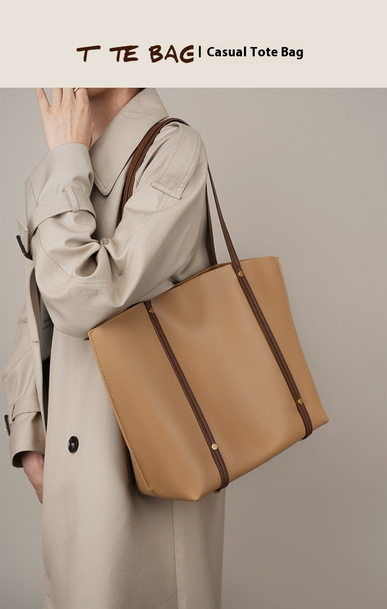 Genuine Soft Leather Large Capacity Tote Shoulder Bag for Women - Perfect for Work, Travel & Everyday Use