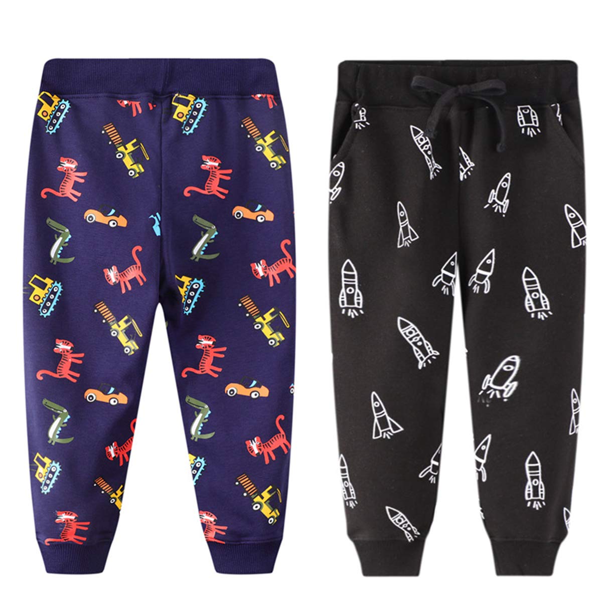 **Cute Cartoon Printed Boys' Elastic Knit Pants - Soft Cotton Casual Sweatpants for Toddlers | Playtime, School & Everyday Wear**