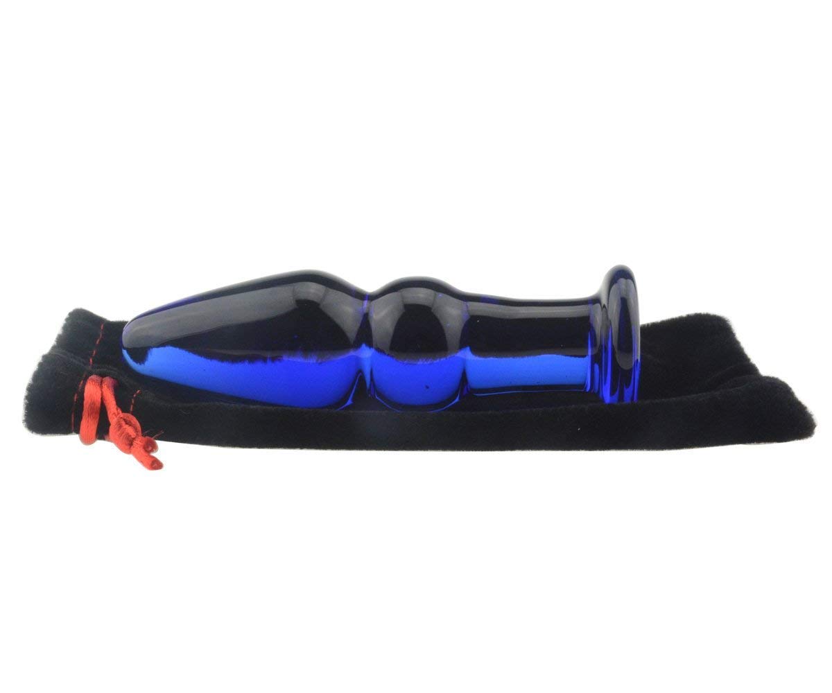 Premium Blue Glass Anal Plug & Beads Set - Crystal Anal Trainer Toy for Men & Women - Safe & Comfortable Anal Training - Perfect for Beginners & Advanced Play at Home or in the Bedroom