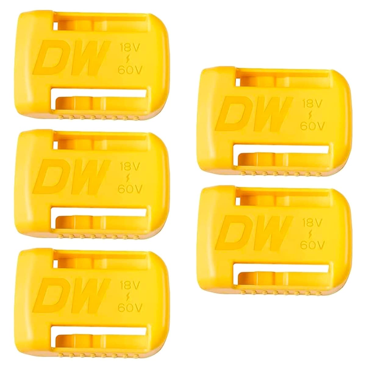 5Pcs Heavy Duty Plastic Tool Mount Holder - Battery Dock & Hanger for Dewalt 14.4V/18V/20V/54V/60V Lithium-Ion Power Tools - Wall Organizer for Workshop, Garage & DIY Projects (Yellow)