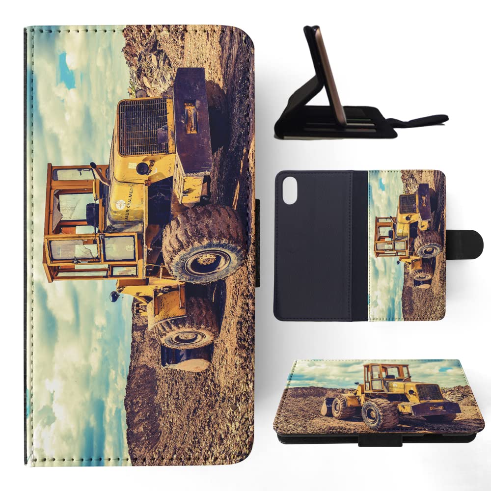 Cool Farmers Yellow Tractor #2 FLIP Wallet Phone Case for Apple iPhone X/Xs - Durable Protective Cover with Card Slots | Perfect for Farming Enthusiasts & Outdoor Activities