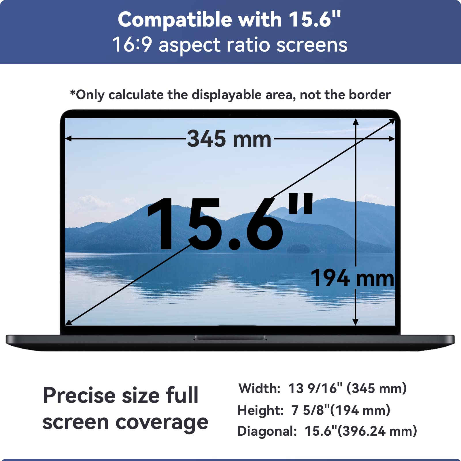 2 Pack 15.6 Inch Anti-Blue Light Laptop Screen Protector | 16:9 HD Clear Matte Finish | Compatible with HP, Dell, Acer, Lenovo, ThinkPad, ASUS | Scratch-Resistant & Eye Protection | Perfect for Office Work, Online Classes & Gaming
