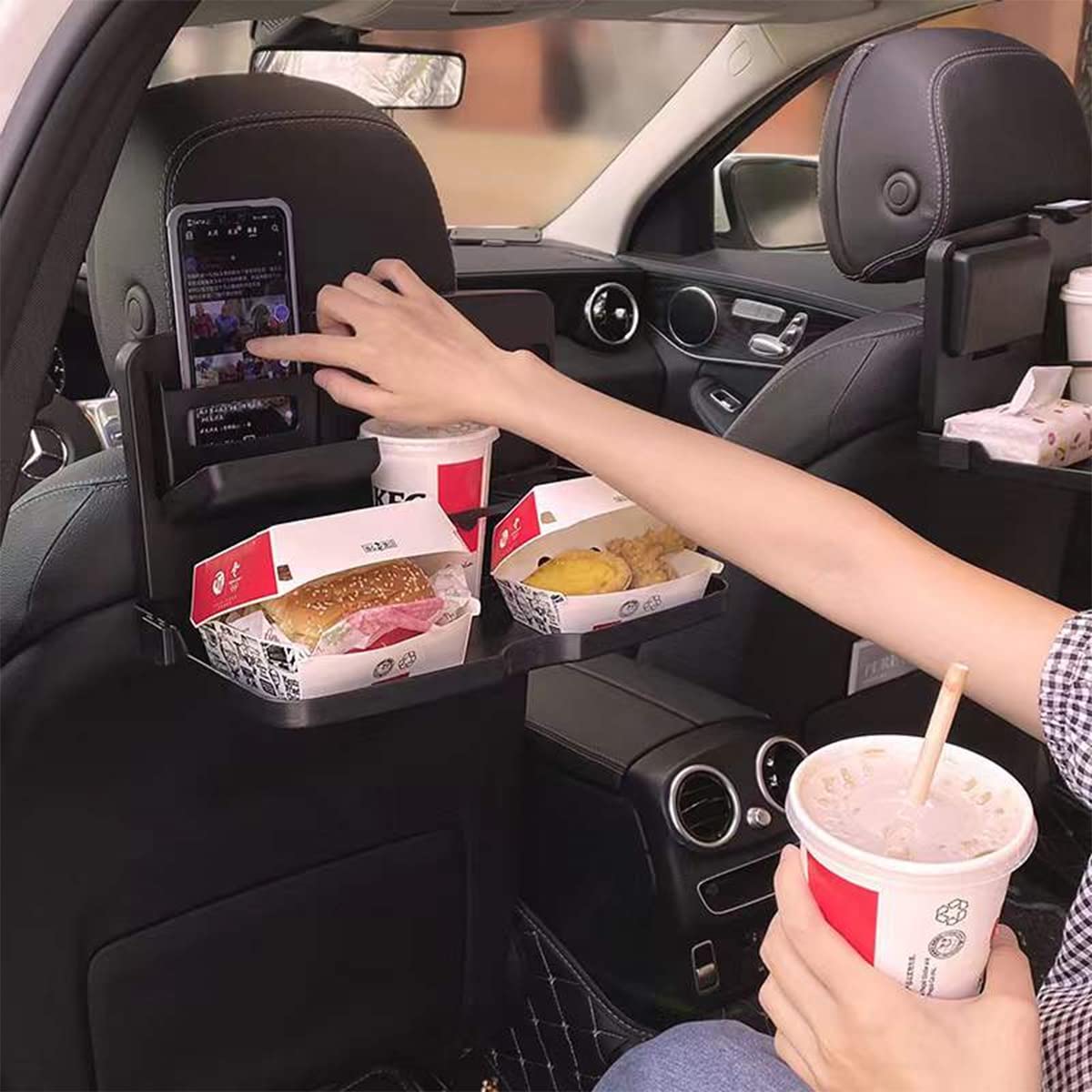 **Garissa Car Seat Organizer - Multifunctional Back Seat Organizer with Cup Holder & Food Tray, Universal Fit (14.37