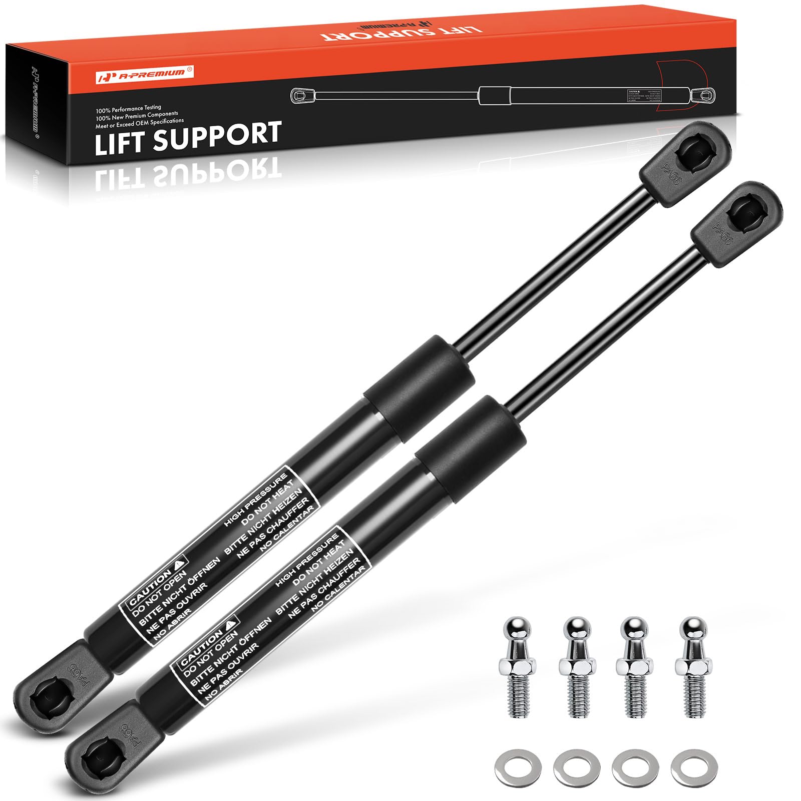 Premium 12.20 Inch 65lb Gas Spring Lift Supports - Heavy Duty Replacement Struts for Toolbox, Cabinets, Sliding Windows, Storage Beds, Bench Lids, Basement Doors & Boat Hatches (2-PC Set) - Perfect for Automotive, Marine & Home Organization Applications